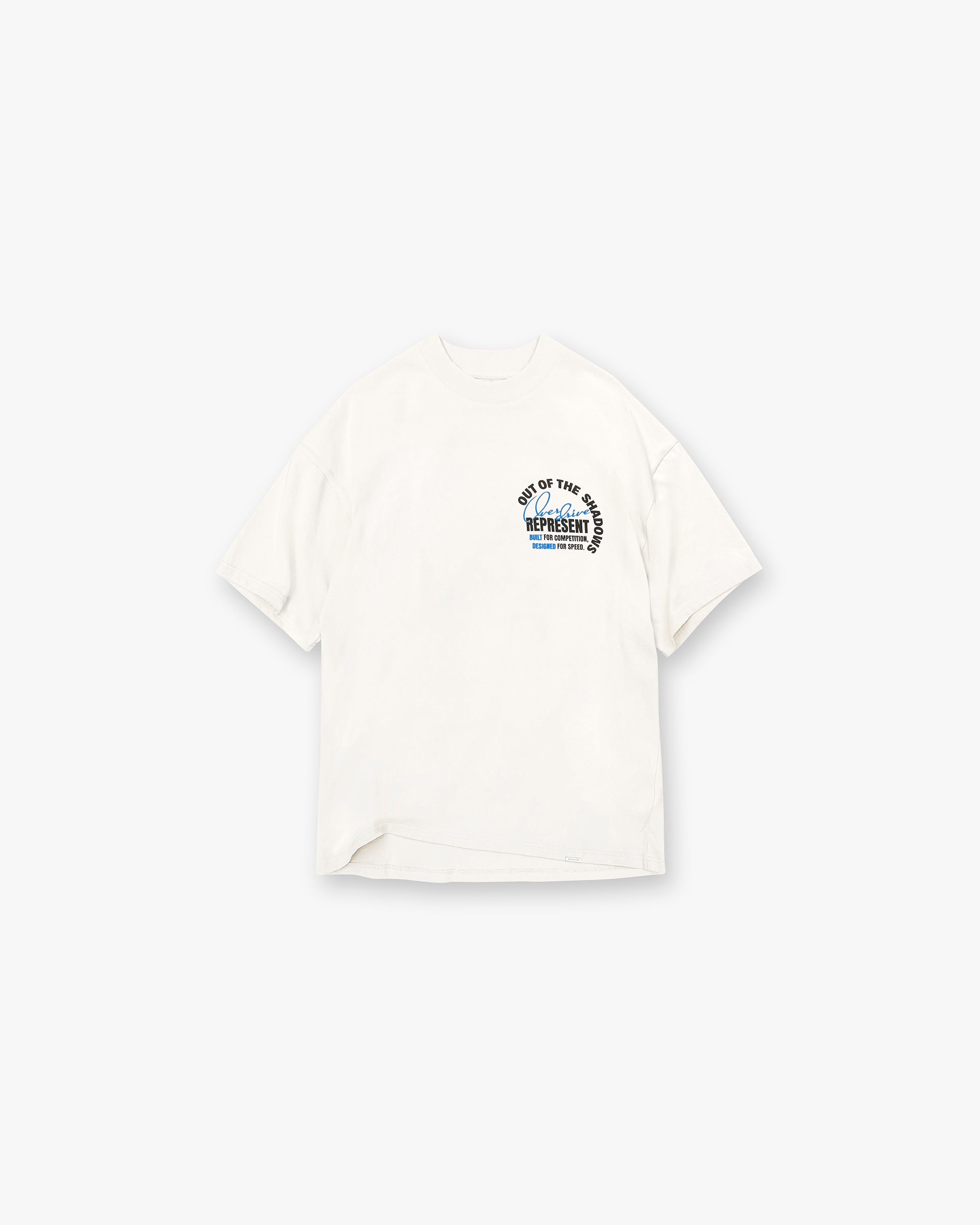 Front product image of a mens white t-shirt on a plain white background | Out Of The Shadows T-Shirt in Flat White | Cotton t-shirt | SS25 T-Shirts | Represent Clo
