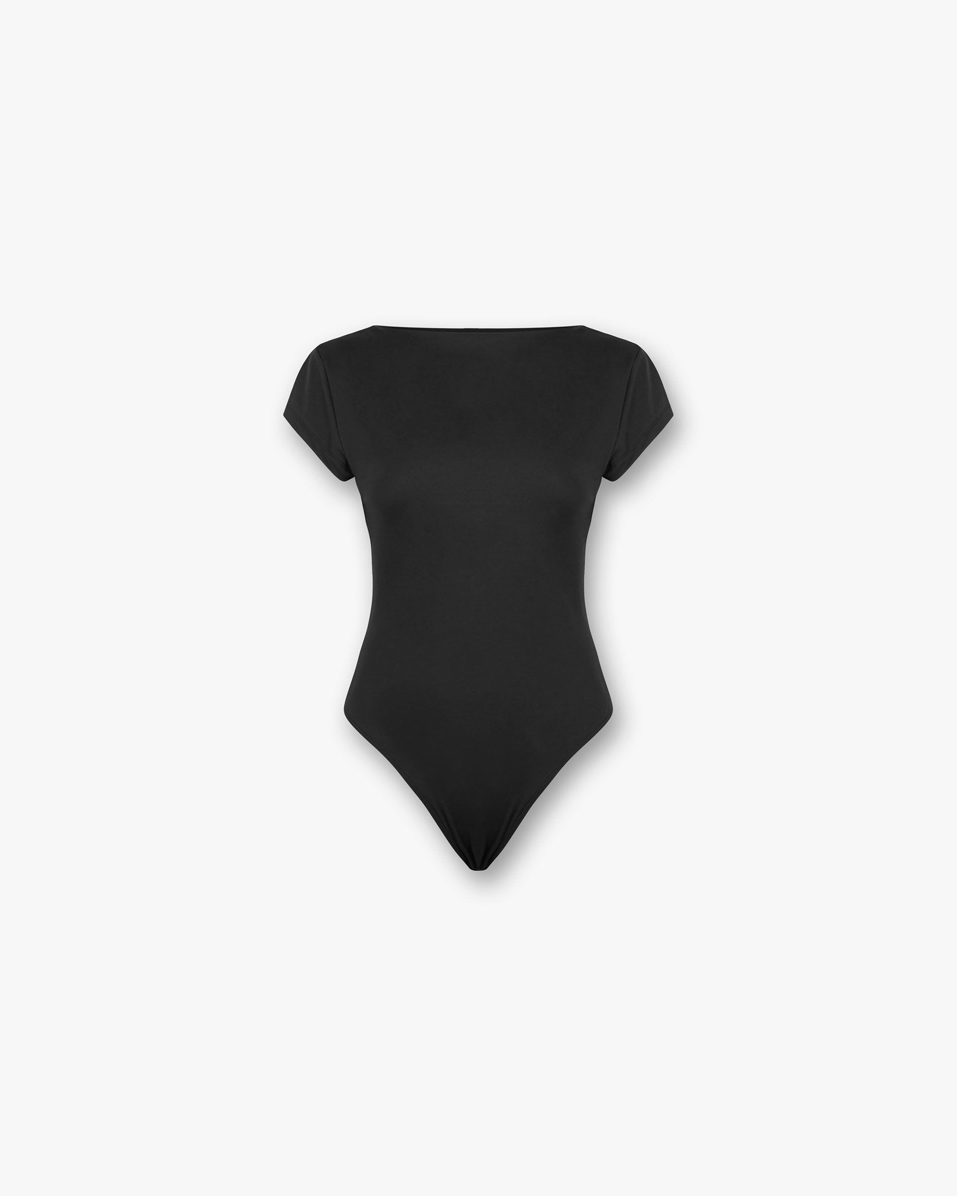 Front product image of a womens black bodysuit on a plain white background | Owners Club Bodysuit in Jet Black | Polyamide bodysuit | Womens Owners Club Tops | Represent Clo