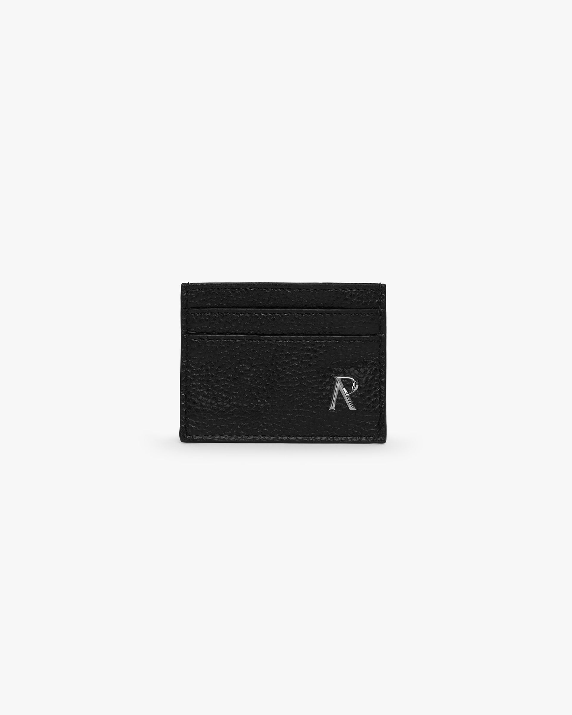 Front product image of a mens black cardholder on a plain white background | Represent Initial Cardholder in Black | Sleek leather cardholder | SS24 Accessories | Represent Clo