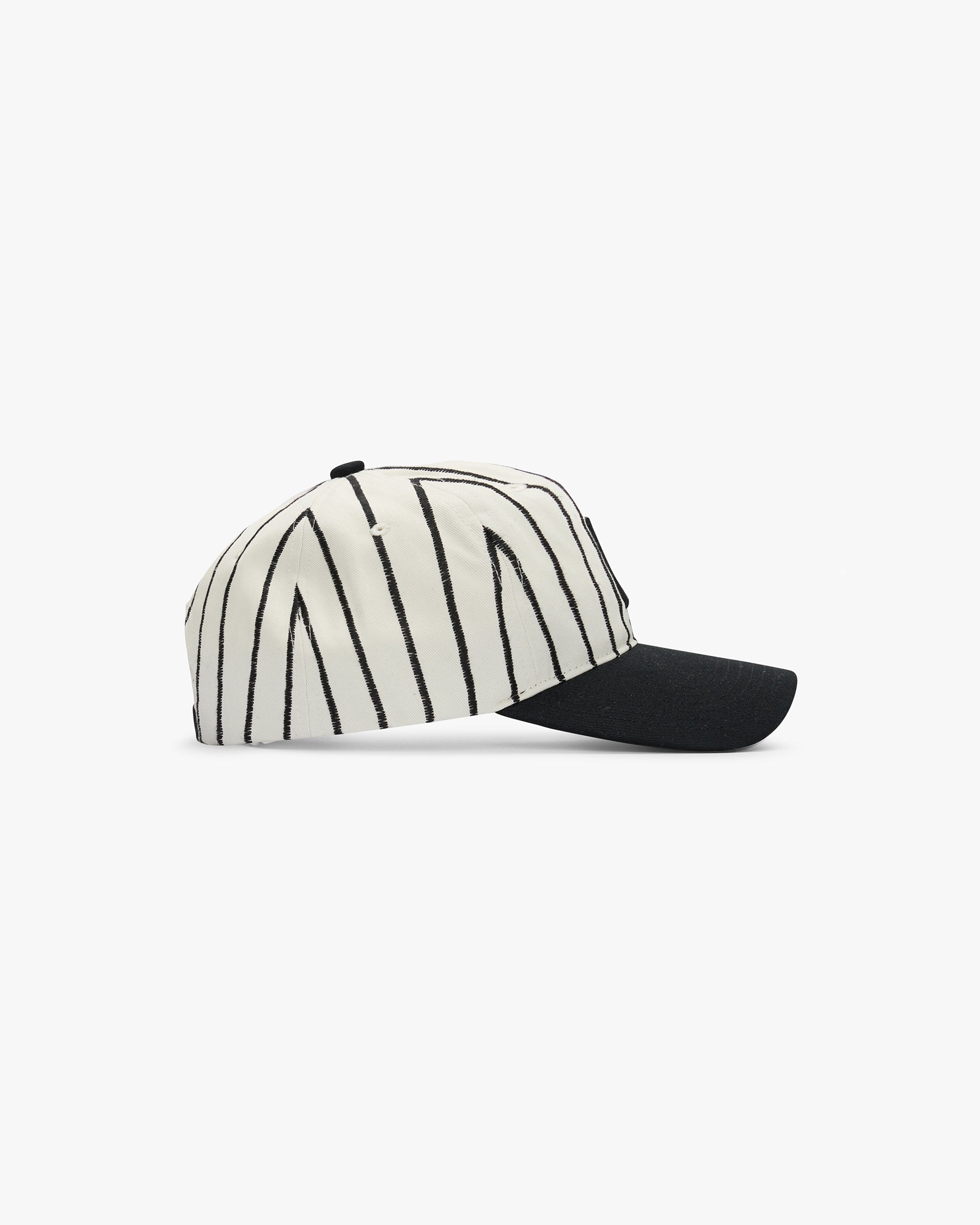 Back product image of an antique white cap on a plain white background | Initial Stripe Cap in Antique White | Cotton twill cap with adjustable snapback | SS25 Accessories | Represent Clo