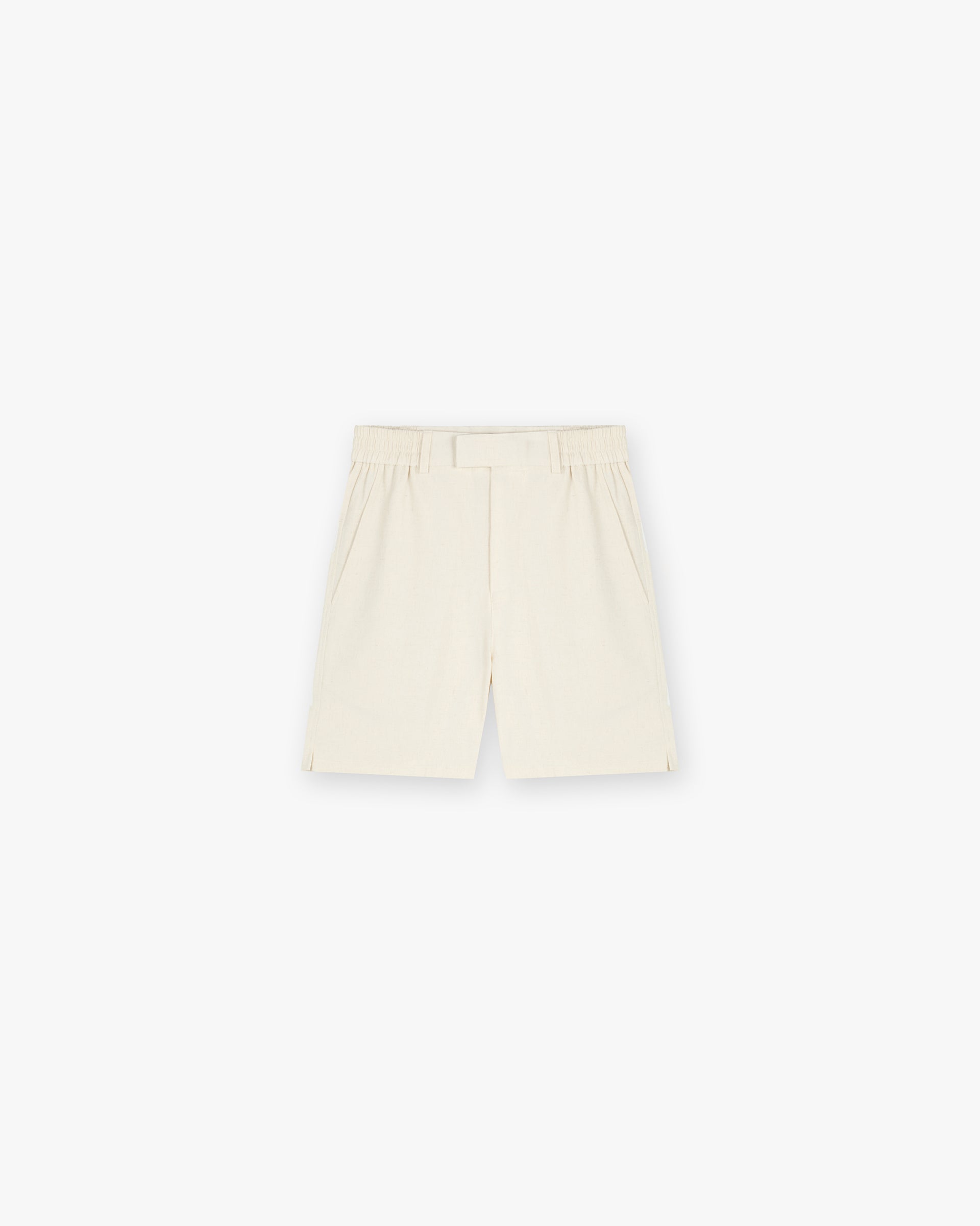 Front product image of mens white shorts on a plain white background | Logo Yacht Short in Antique White | Shorts with embossed logo detail | FW24 Shorts | Represent Clo