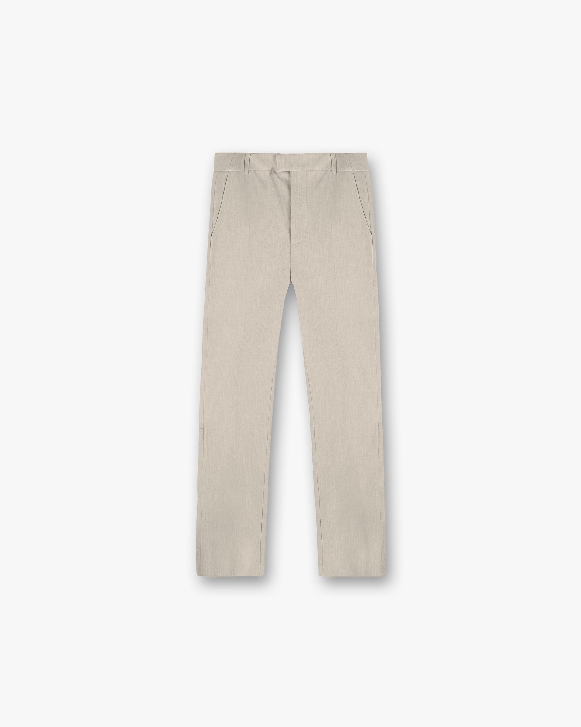 Front product image of mens grey pants on a plain white background | Core Pant in Light Grey | Slim fit pants with split hem | SS25 Pants | Represent Clo