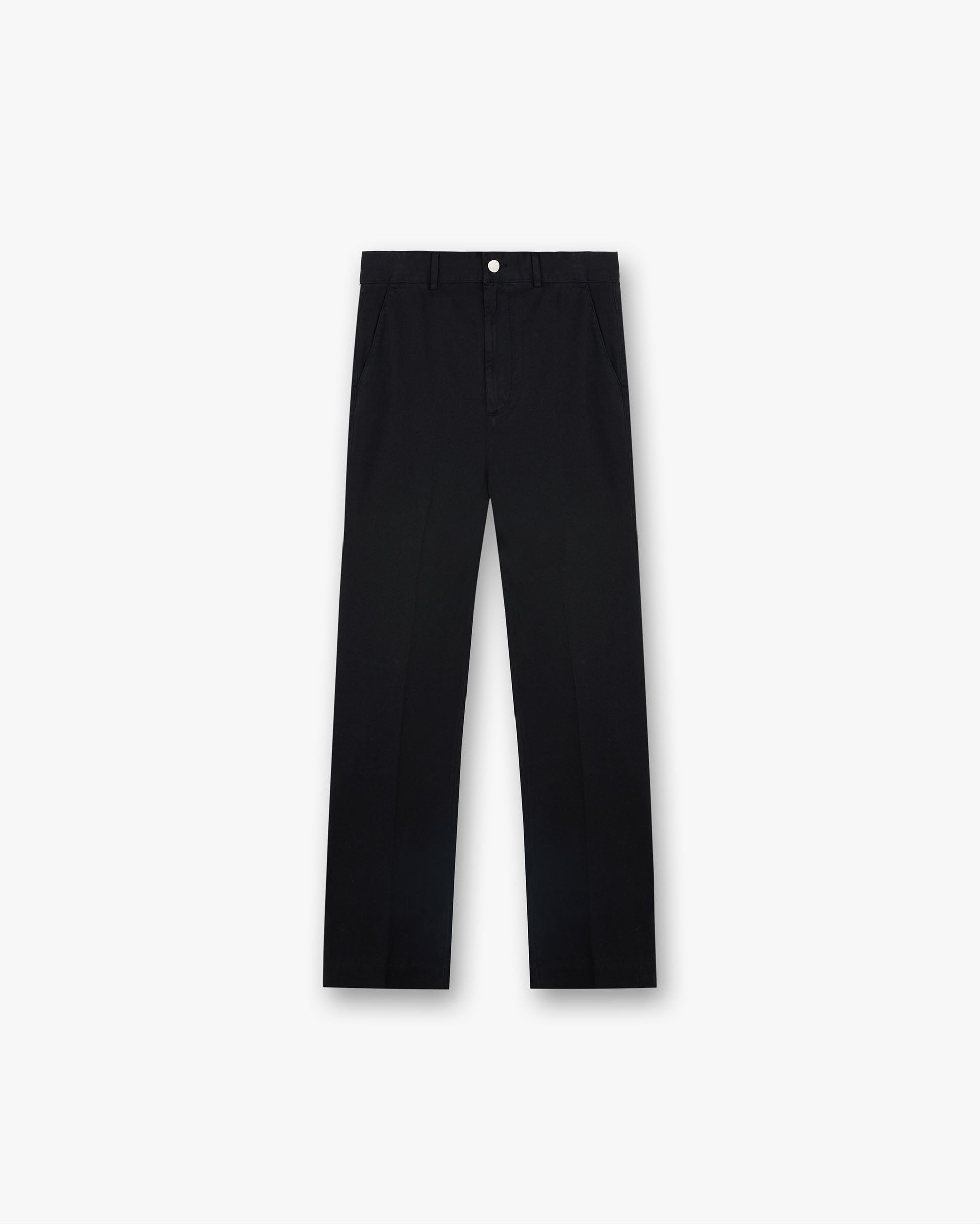 Front product image of womens black pants on a plain white background | Cotton Pant in Black | Cotton pants with lightweight construction | FW24 Pants | Represent Clo