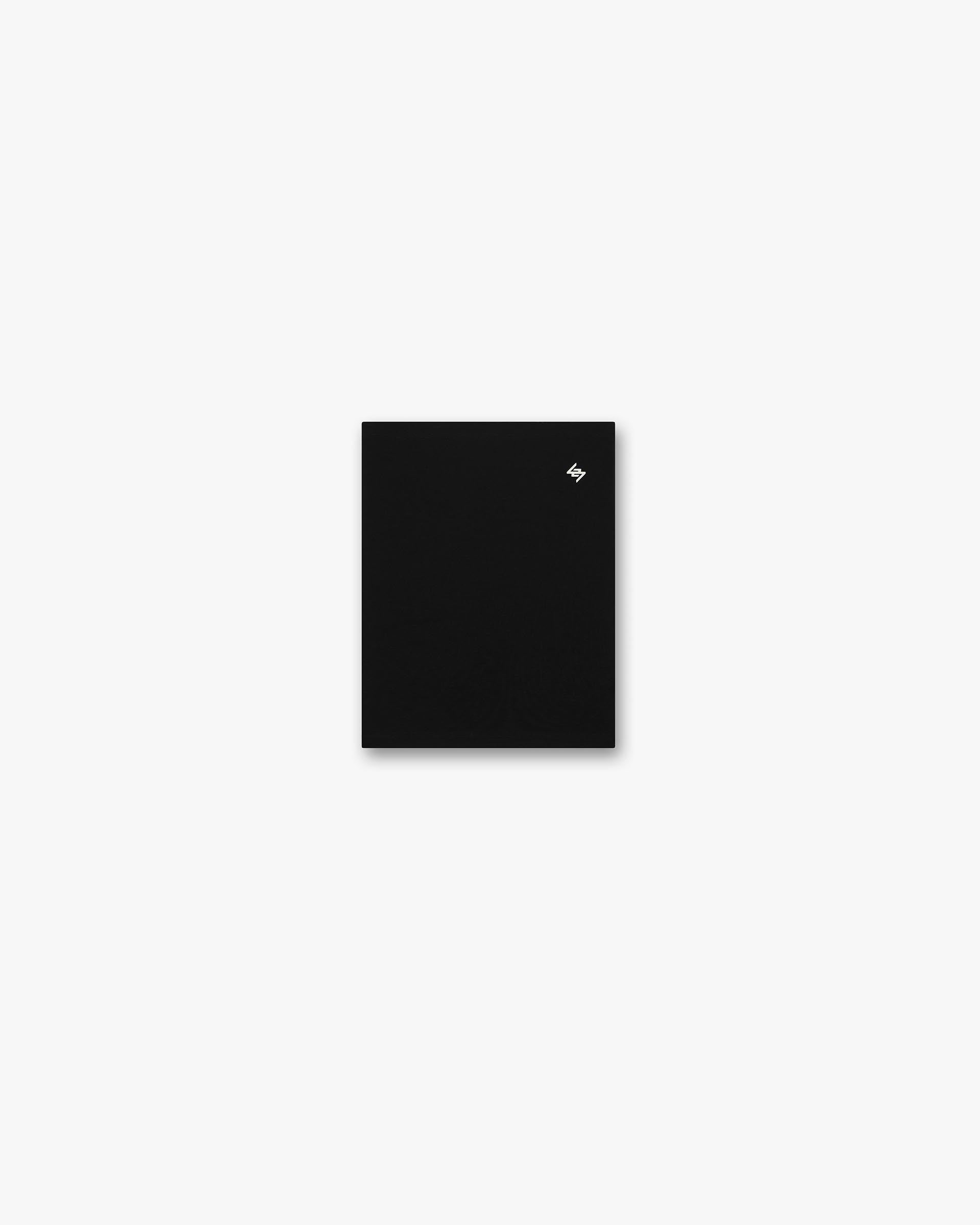 Front product image of a mens black snood on a plain white background | 247 Snood in Black | Relaxed fit cotton snood with RiRi zippers | 247 Accessories | Represent Clo