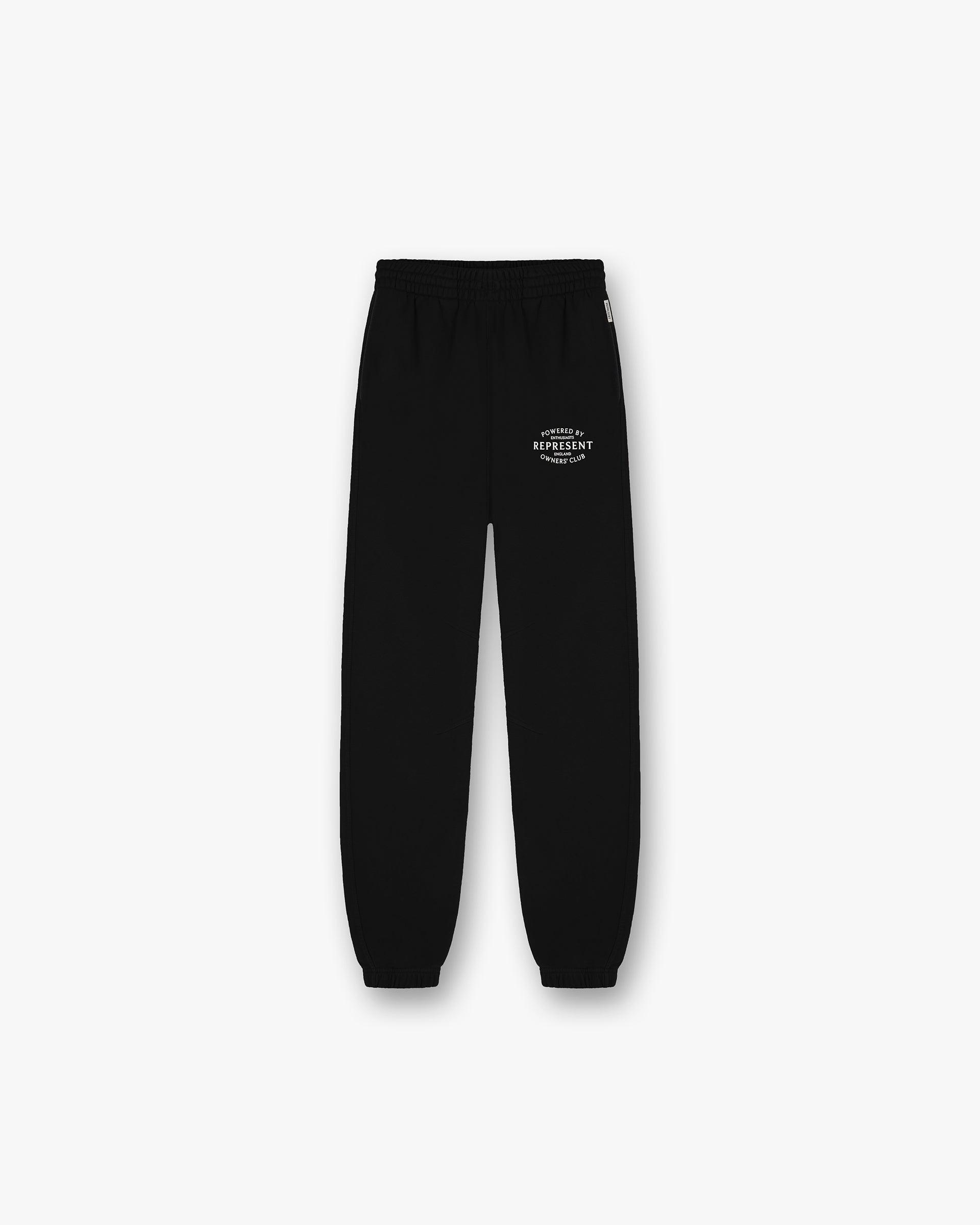 Front product image of mens black sweatpants on a plain white background | Represent Owners Club Stamp Sweatpant in Jet Black | Heavyweight cotton sweatpants | Owners Club Pants | Represent Clo