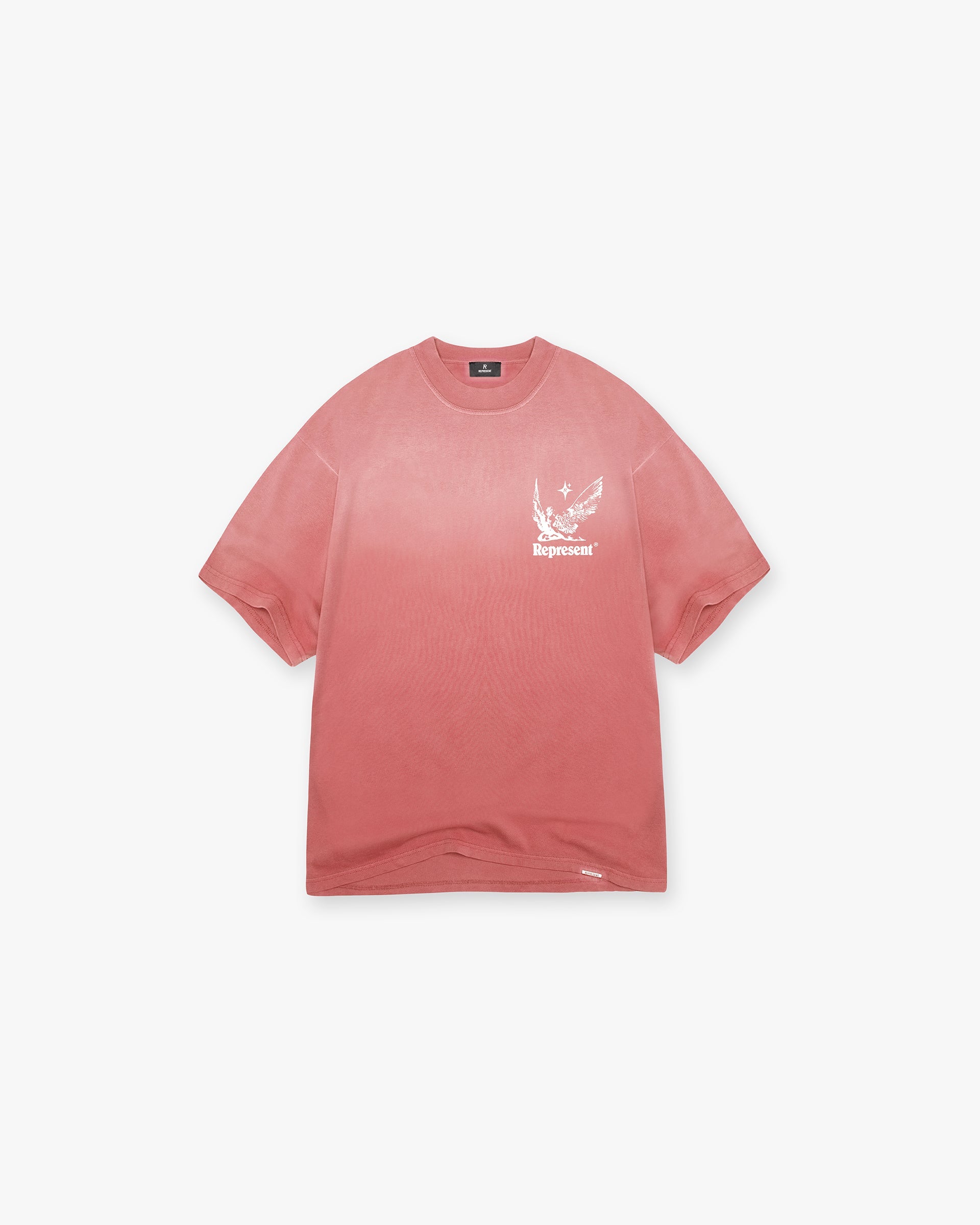 Front product image of a mens yellow t-shirt on a plain white background | Spirits Of Summer T-Shirt in Sunrise | Graphic t-shirt in a vibrant hue | SS24 T-Shirts | Represent Clo