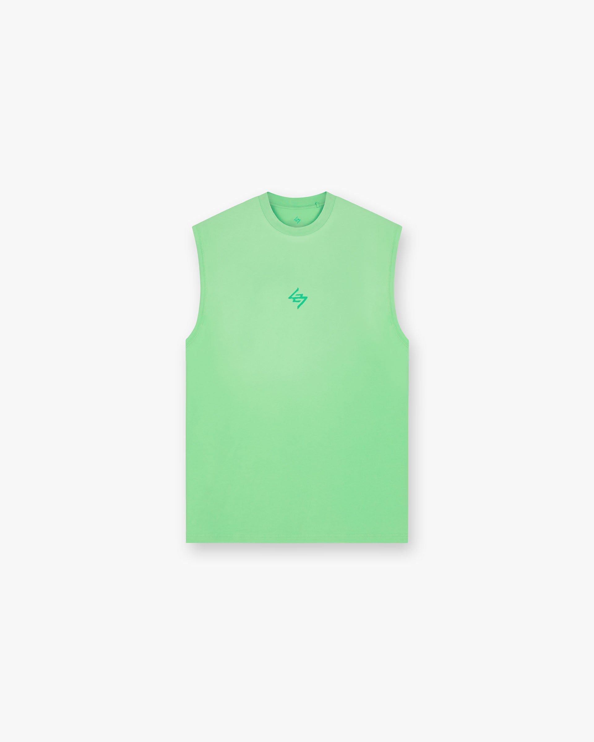 Back product image of a mens green tank top on a plain white background | 247 Motion Oversized Tank in Speed Green | Oversized tank with graphic print | 247 T-Shirts | Represent Clo