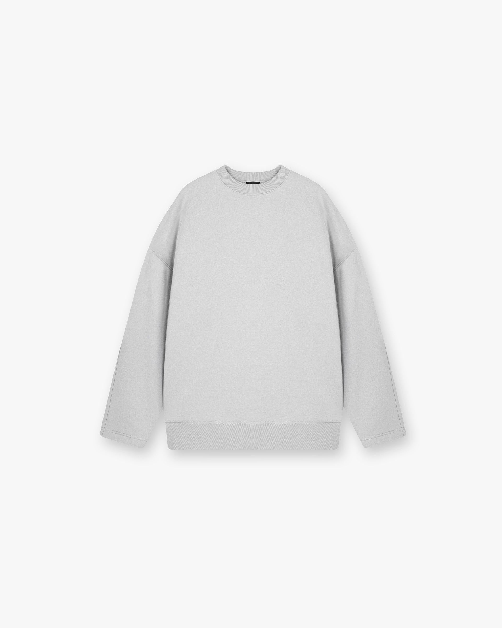 Front product image of a womens light grey sweater on a plain white background | Epic Raglan Sweater in Light Grey | Jersey vintage grey sweater | SS25 Sweaters | Represent Clo