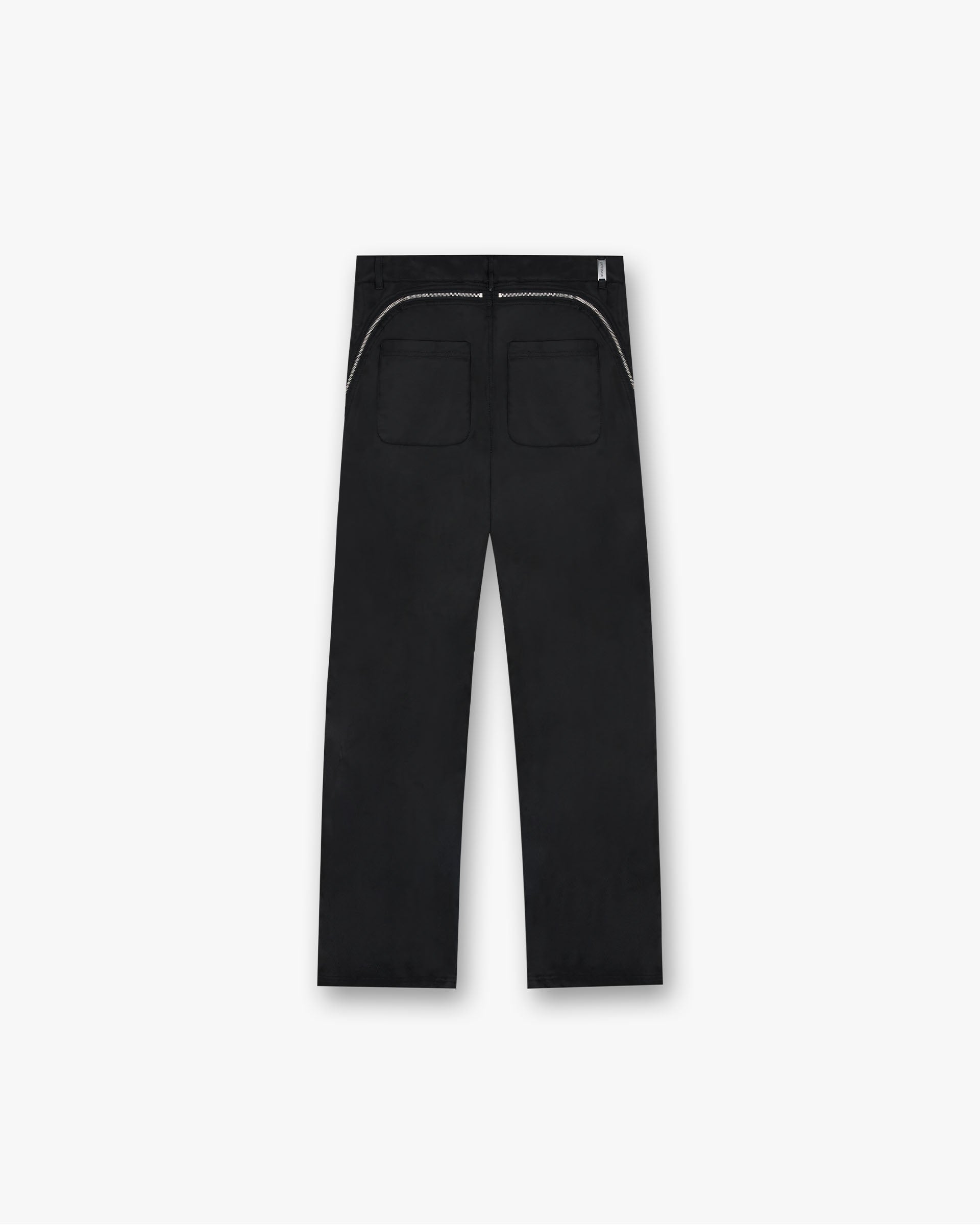 Back product image of mens black pants on a plain white background | Zip Panel Pant in Jet Black | Nylon twill pants with zip detailing | FW24 Pants | Represent Clo