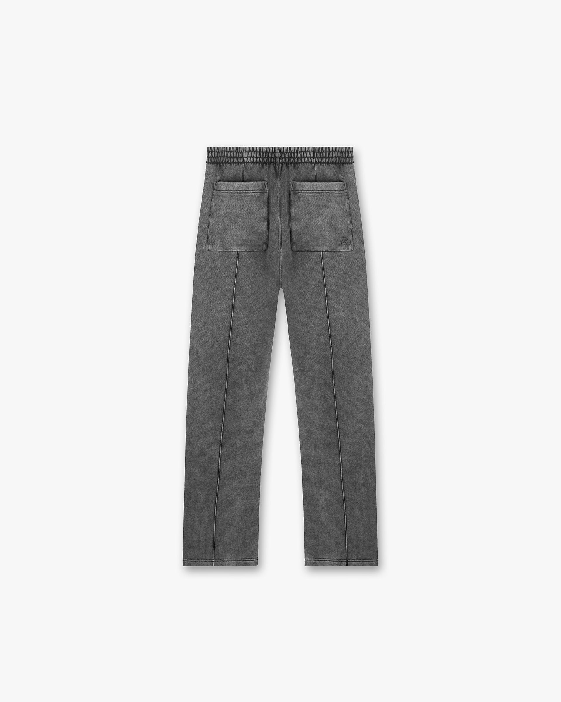 Back product image of mens grey sweatpants on a plain white background | Initial Sweatpants in Vintage Grey | Sweatpants with pintuck detail and elasticated waistband | Initial Pants | Represent Clo