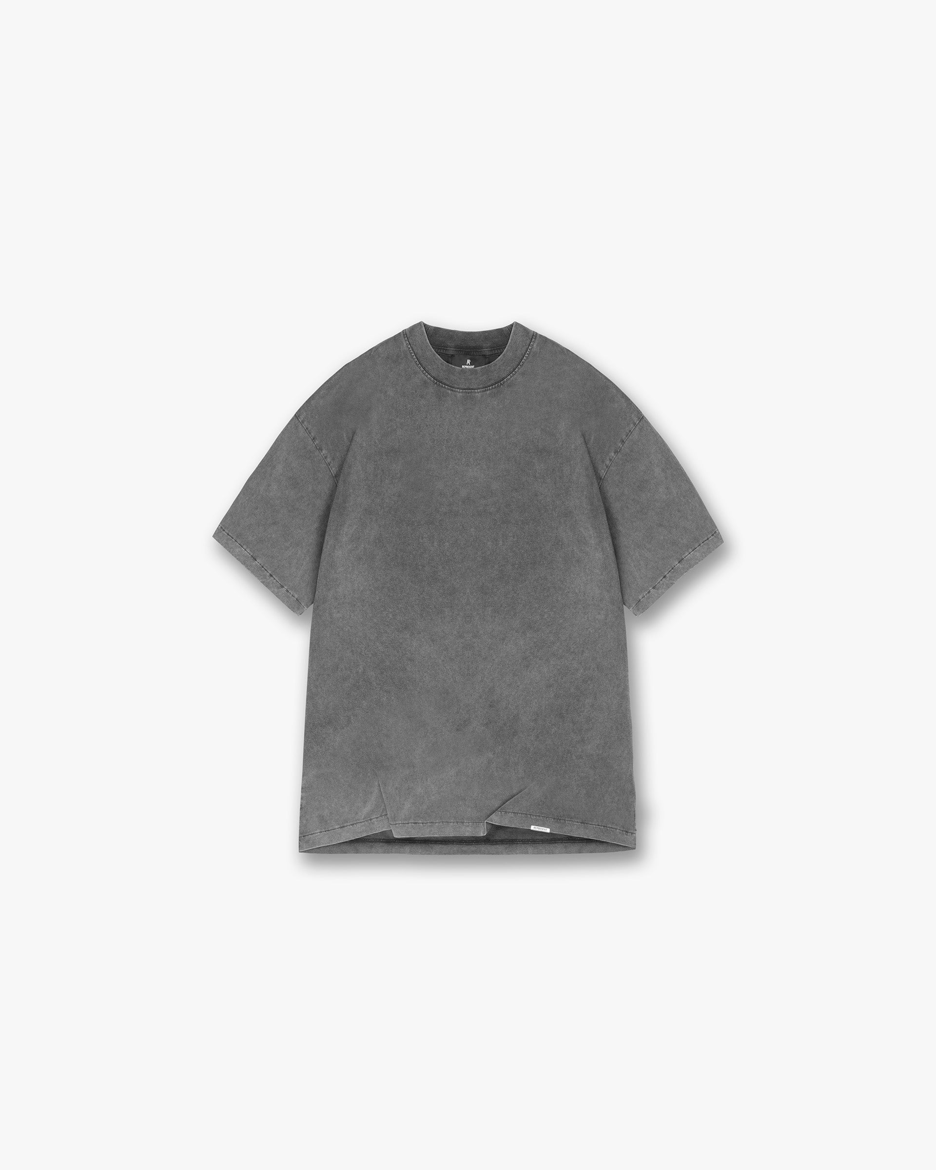 Back product image of a mens grey t-shirt on a plain white background | Initial T-Shirt in Vintage Grey | T-shirt with regular fit and embroidered details | Initial T-Shirts | Represent Clo