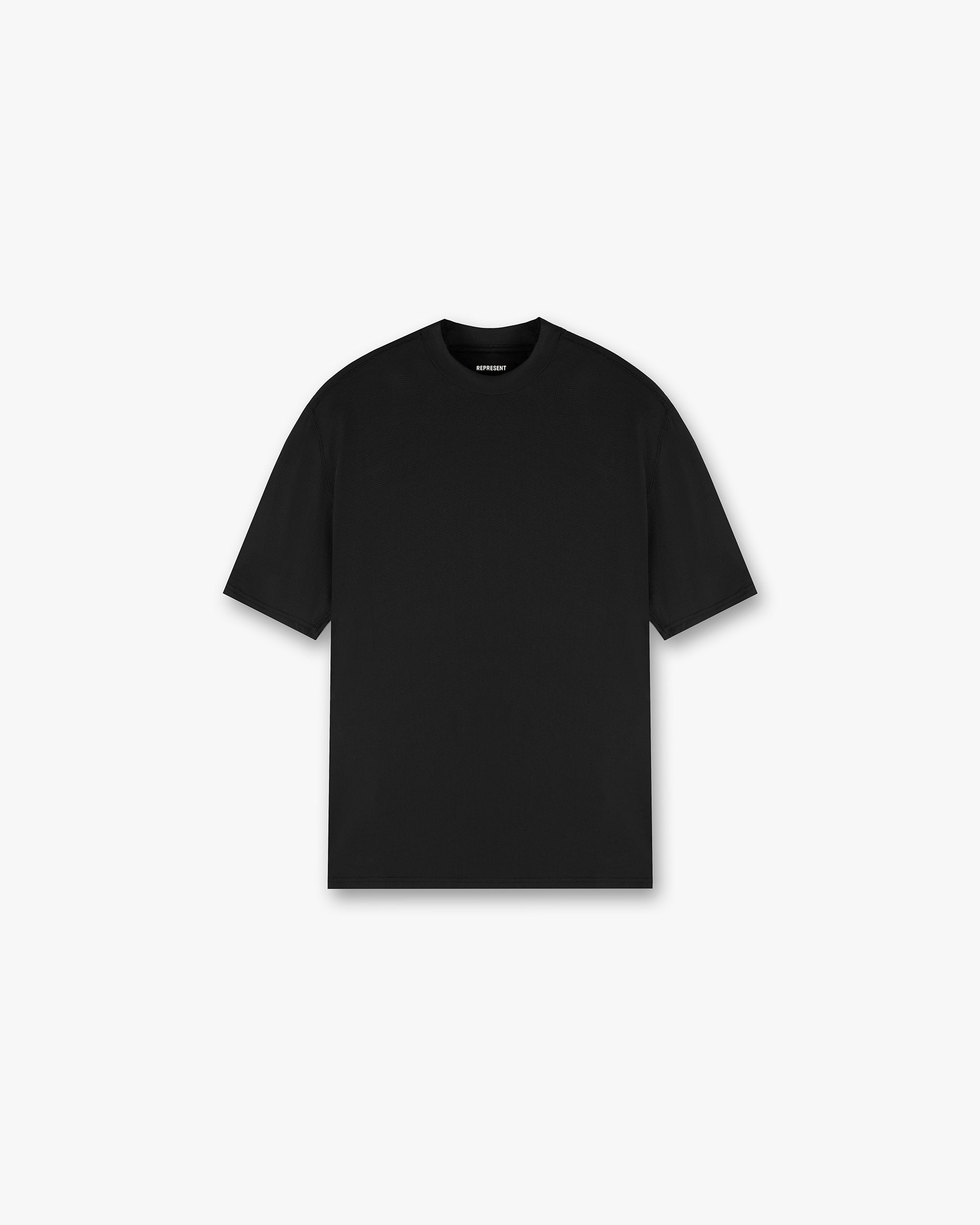 Front product image of mens black t-shirt on a plain white background | 247 DNA Mesh T-Shirt in Black | Mesh t-shirt with breathable fabric | 247 T-Shirts | Represent Clo