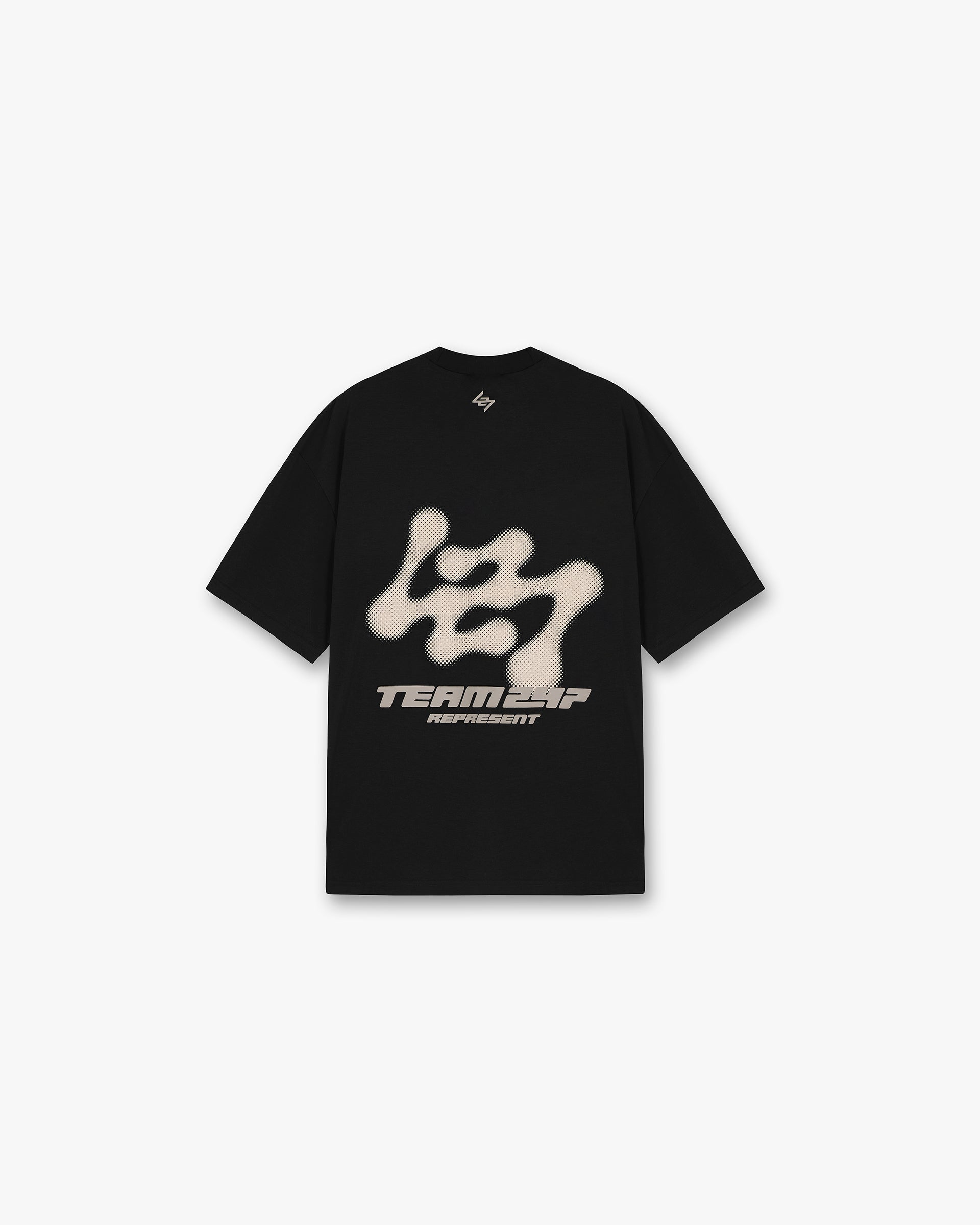 Back product image of a mens black t-shirt on a plain white background | 247 Future Terrains Oversized T-Shirt in Black | Quick drying oversized t-shirt | 247 T-Shirts | Represent Clo