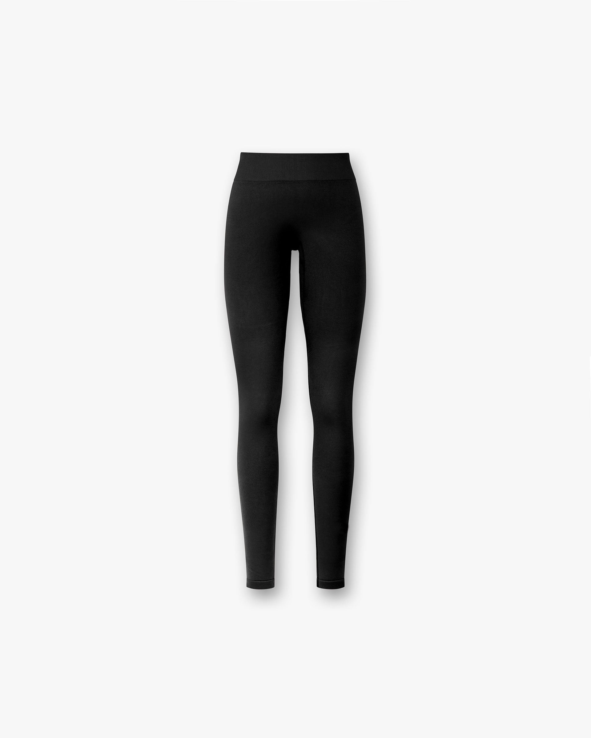 Front product image of womens black leggings on a plain white background | Owners Club Contour Seamless Legging in Jet Black | Seamless leggings | Womens Owners Club Bottoms | Represent Clo