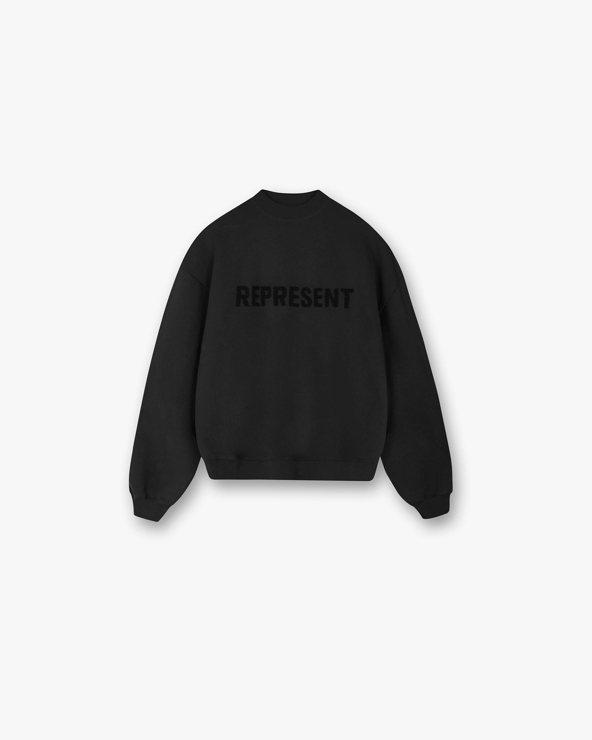 Front product image of a womens black sweater on a plain white background | Owners Club Sweater in Jet Black | Sweater with refined aesthetic and functionality | Womens Owners Club Sweaters | Represent Clo