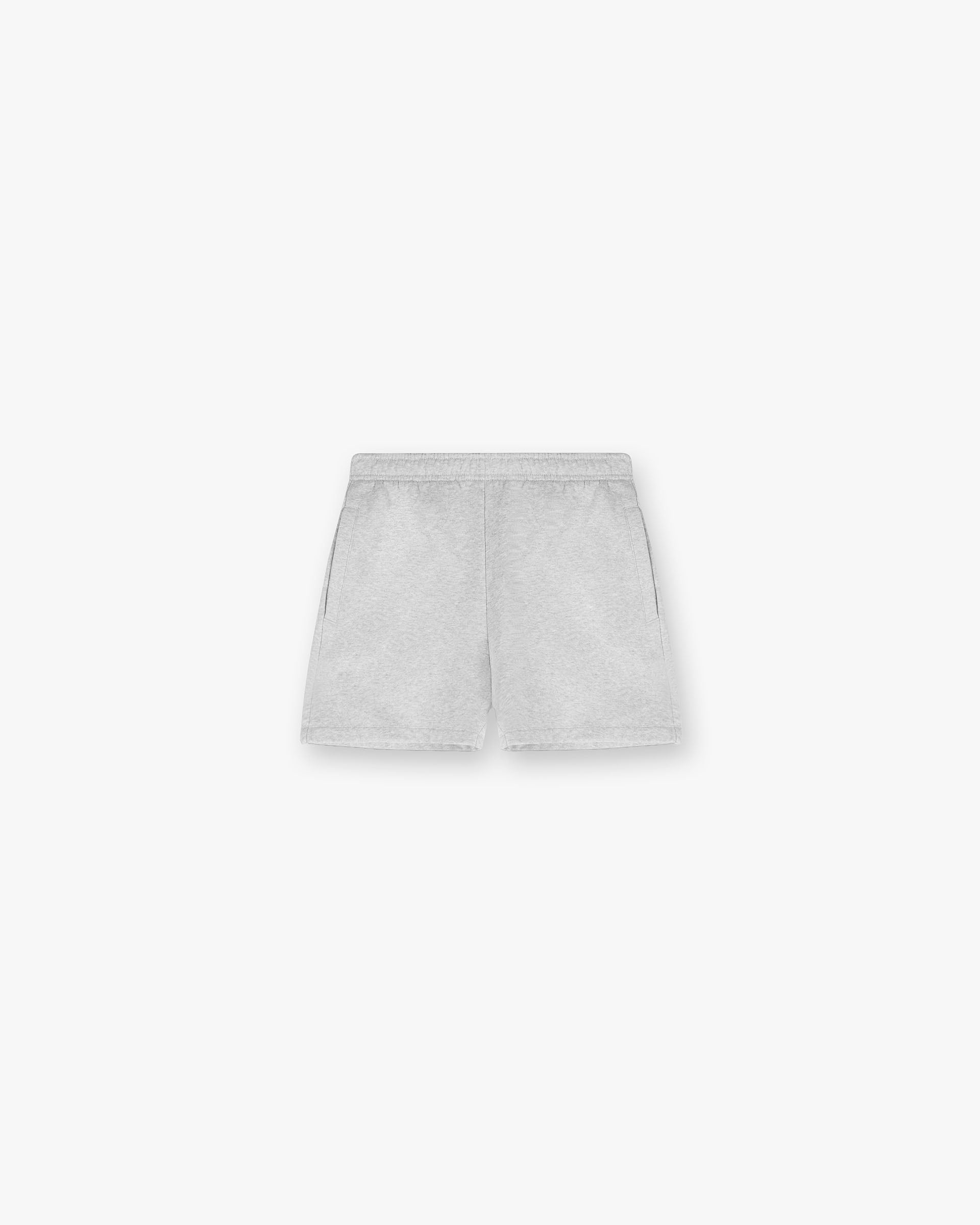 Front product image of womens grey shorts on a plain white background | Owners Club Short in Grey Marl | Comfortable fleece shorts for warmth | Womens Owners Club Shorts | Represent Clo