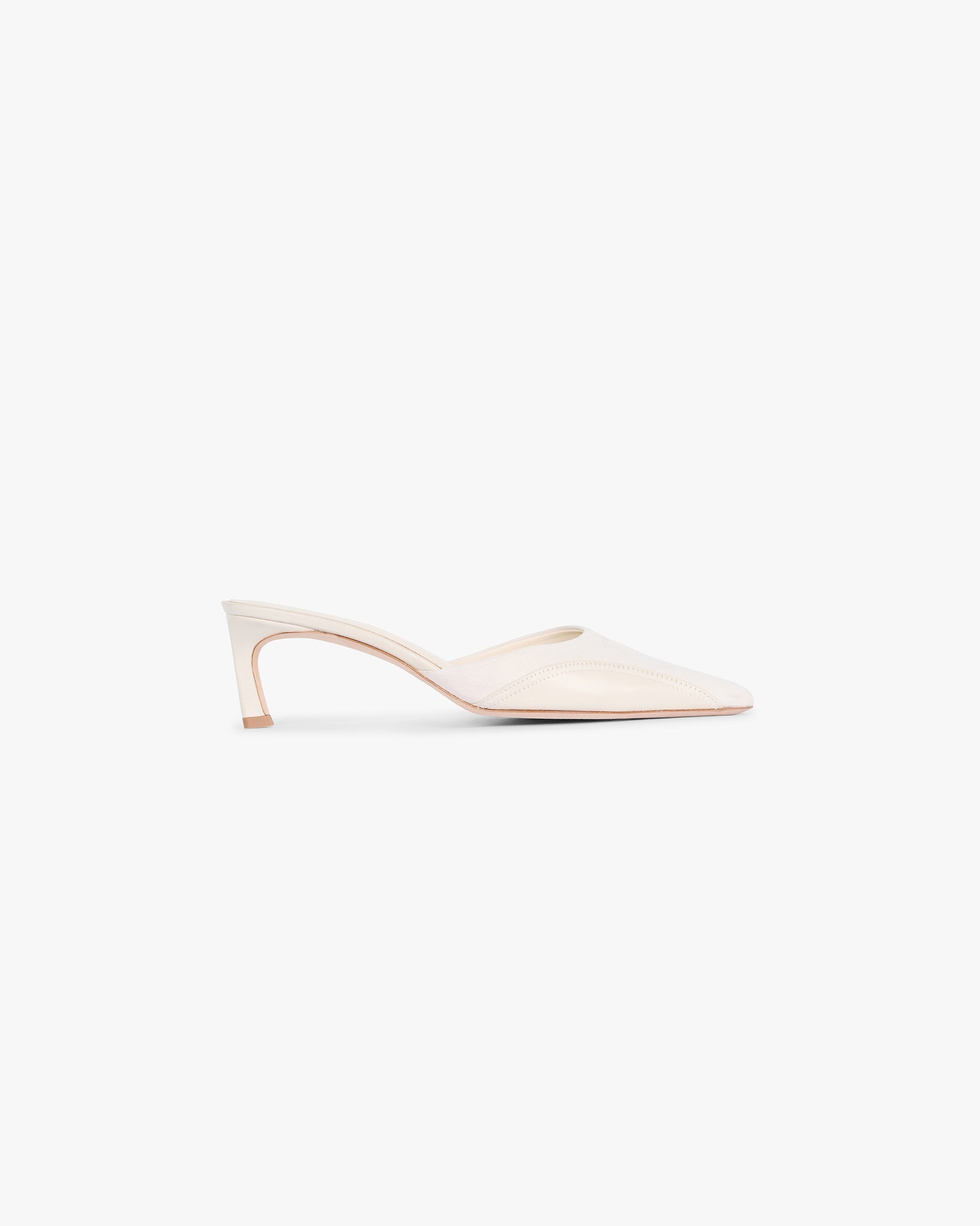 Front product image of a womens ecru pointed mule on a plain white background | Pointed Mule in Ecru | Sleek pointed-toe footwear | Womens SS25 Footwear | Represent Clo