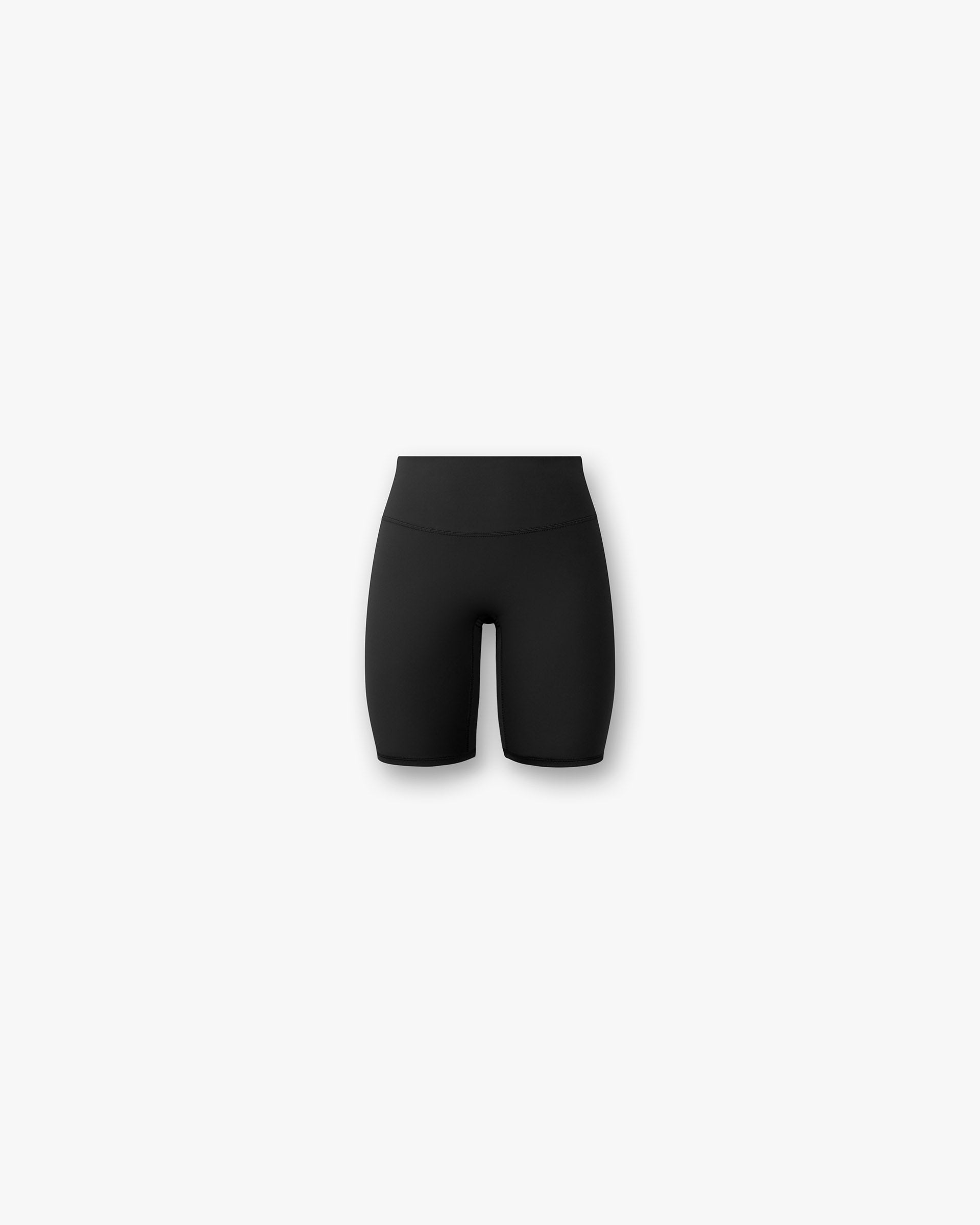 Front product image of a womens black bike short on a plain white background | Owners Club Longerline Bike Short in Jet Black | Longerline bike shorts | Womens Owners Club Shorts | Represent Clo