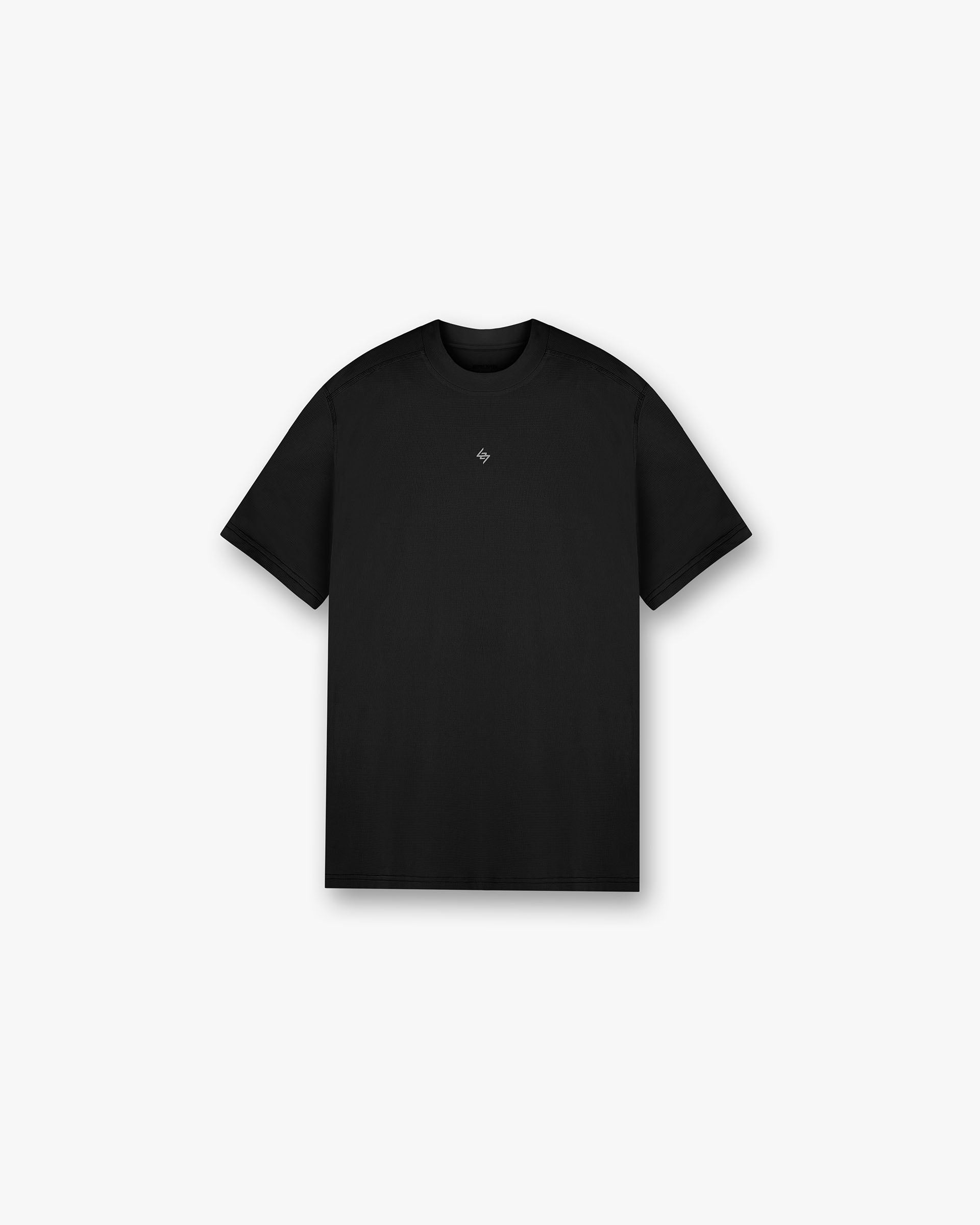 Back product image of a mens black t-shirt on a plain white background | 247 Contour Run T-Shirt in Black | Technical running t-shirt with reflective contour print | 247 T-Shirts | Represent Clo