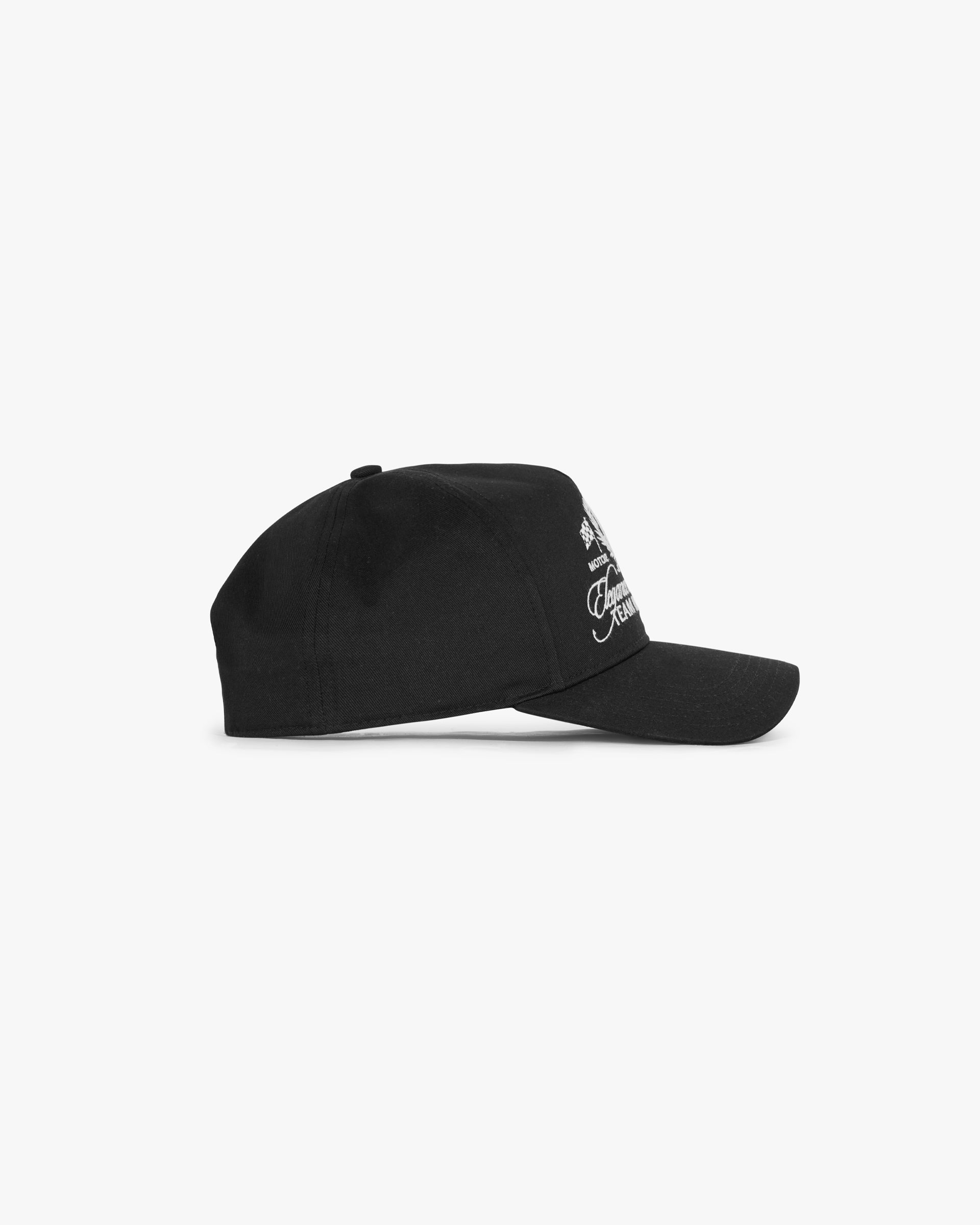 Back product image of a mens black cap on a plain white background | Represent Crest Cap in Jet Black | Cap with intricate embroidery and adjustable snapback | SS25 Accessories | Represent Clo
