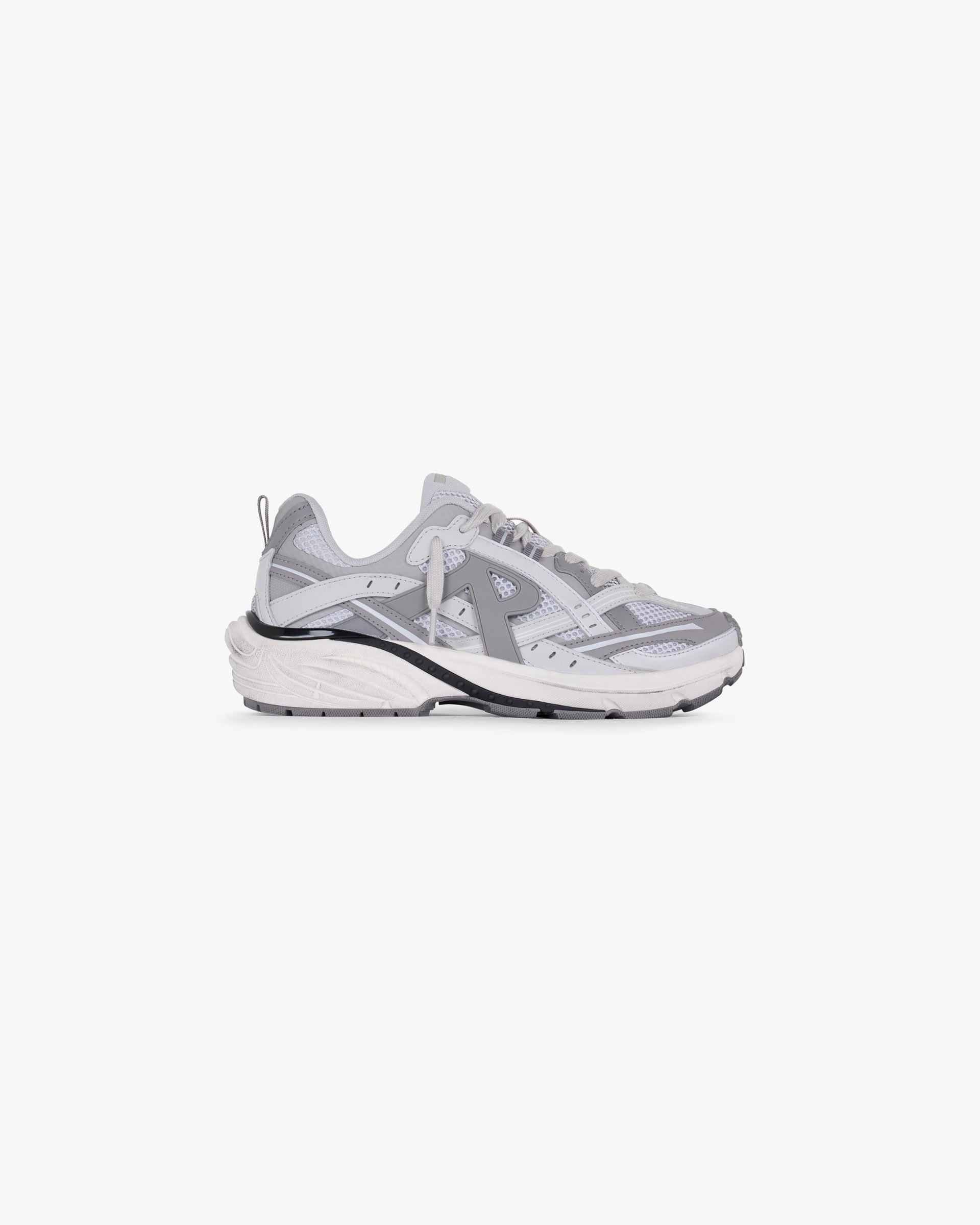 Front product image of a mens grey footwear on a plain white background | Storm Runner in Ultimate Grey | Cotton footwear in Frozen Dew | SS25 Footwear | Represent Clo