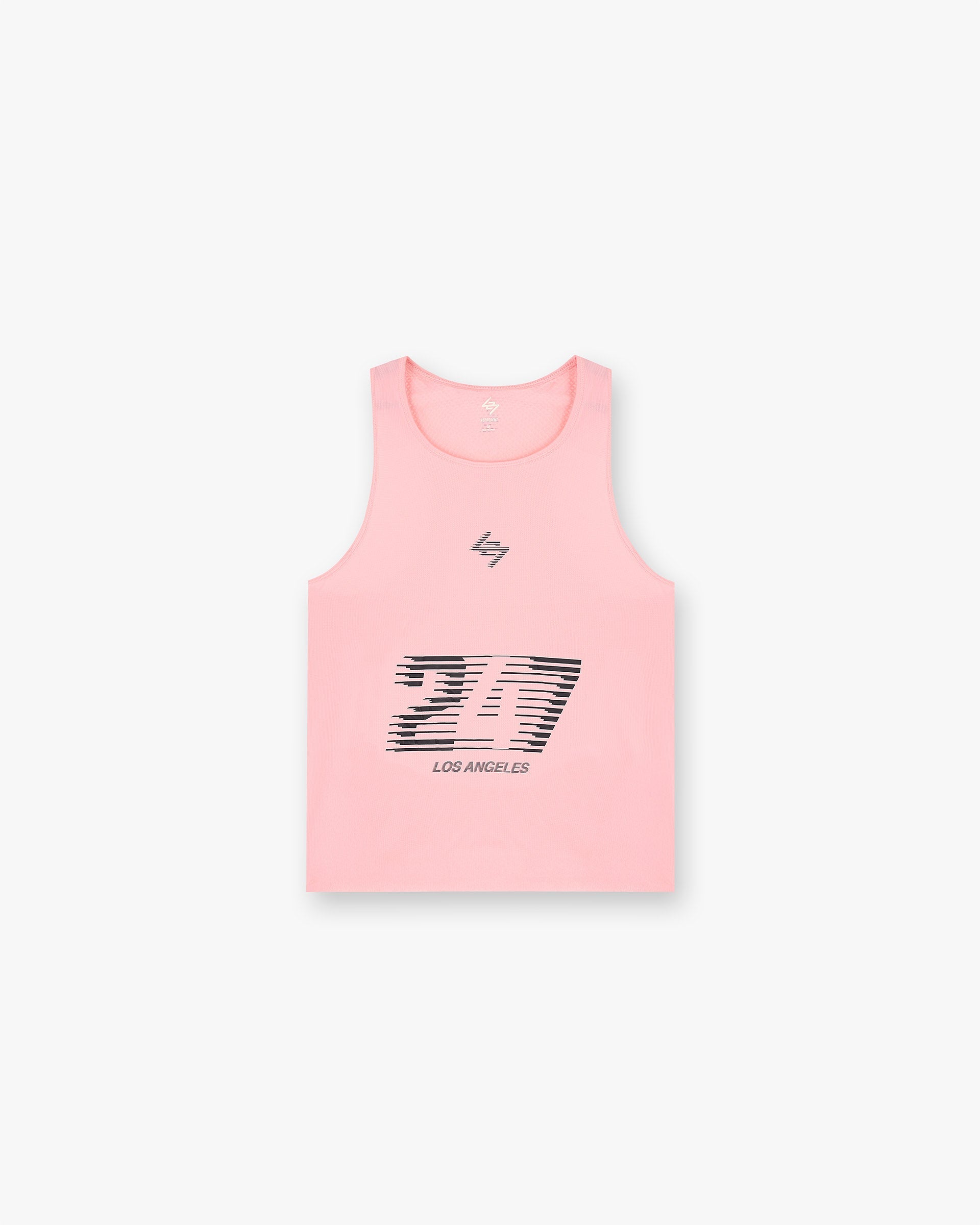 Front product image of a mens pink singlet on a plain white background | 247 Los Angeles Singlet in Pink | Cupro fabric sleeveless t-shirt | 247 T-Shirts | Represent Clo