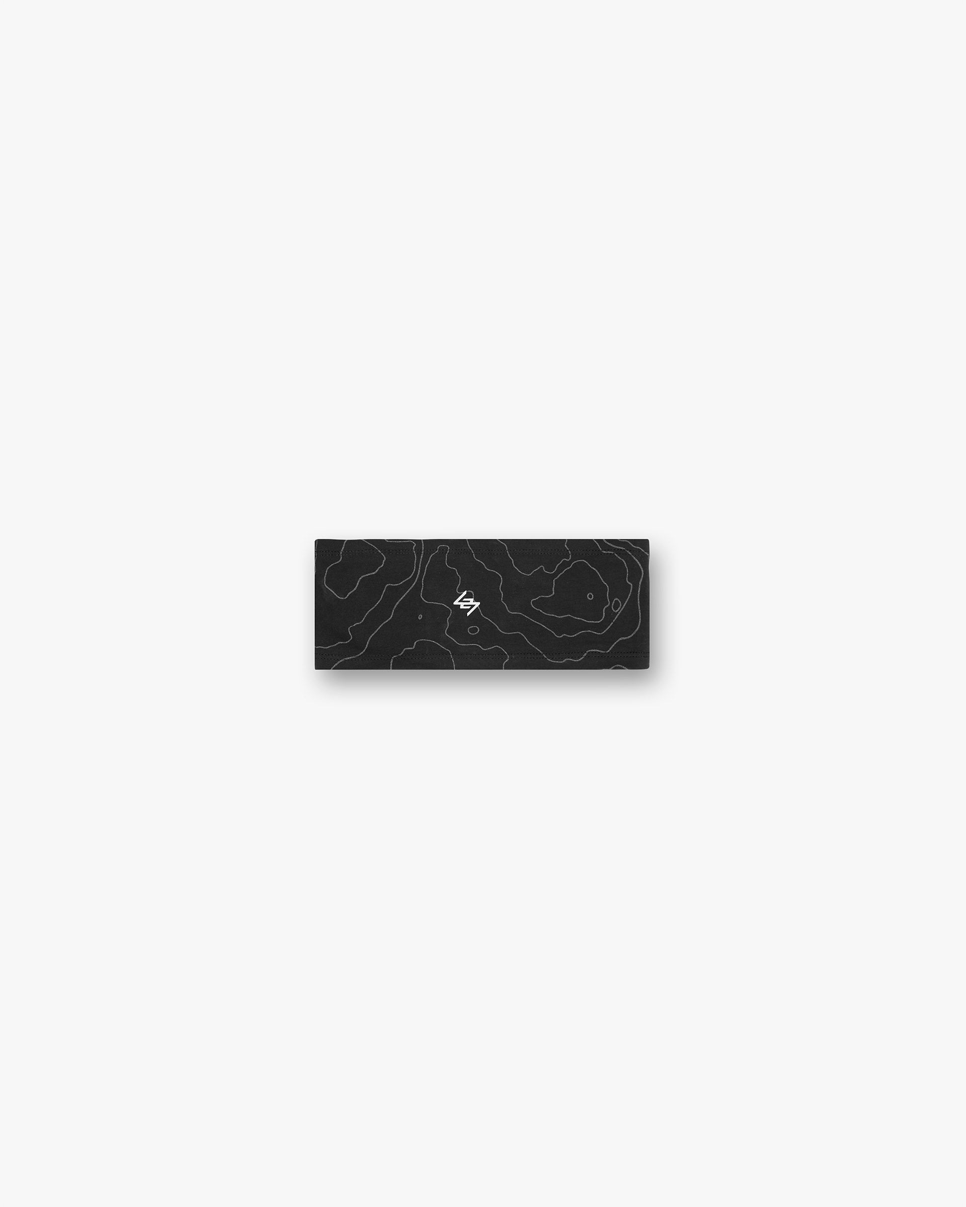 Front product image of a mens black headband on a plain white background | 247 Contour Headband in Black | Soft brushed cotton fleece headband | 247 Accessories | Represent Clo