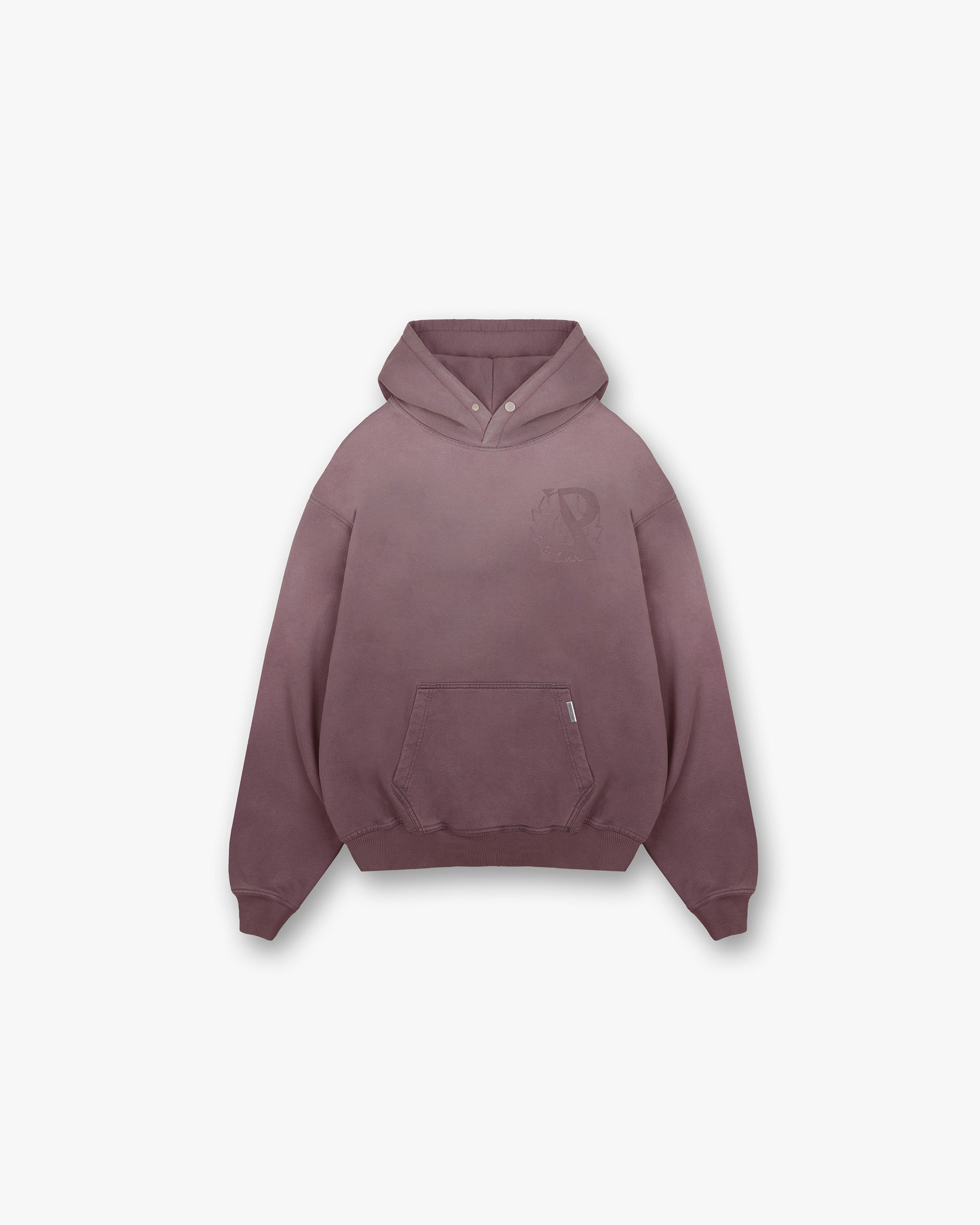 Front product image of a mens plum hoodie on a plain white background | Represent X Belstaff Outline Phoenix Hoodie in Plum | Hoodie with luxury cotton-acrylic blend | Exclusives Hoodies | Represent Clo