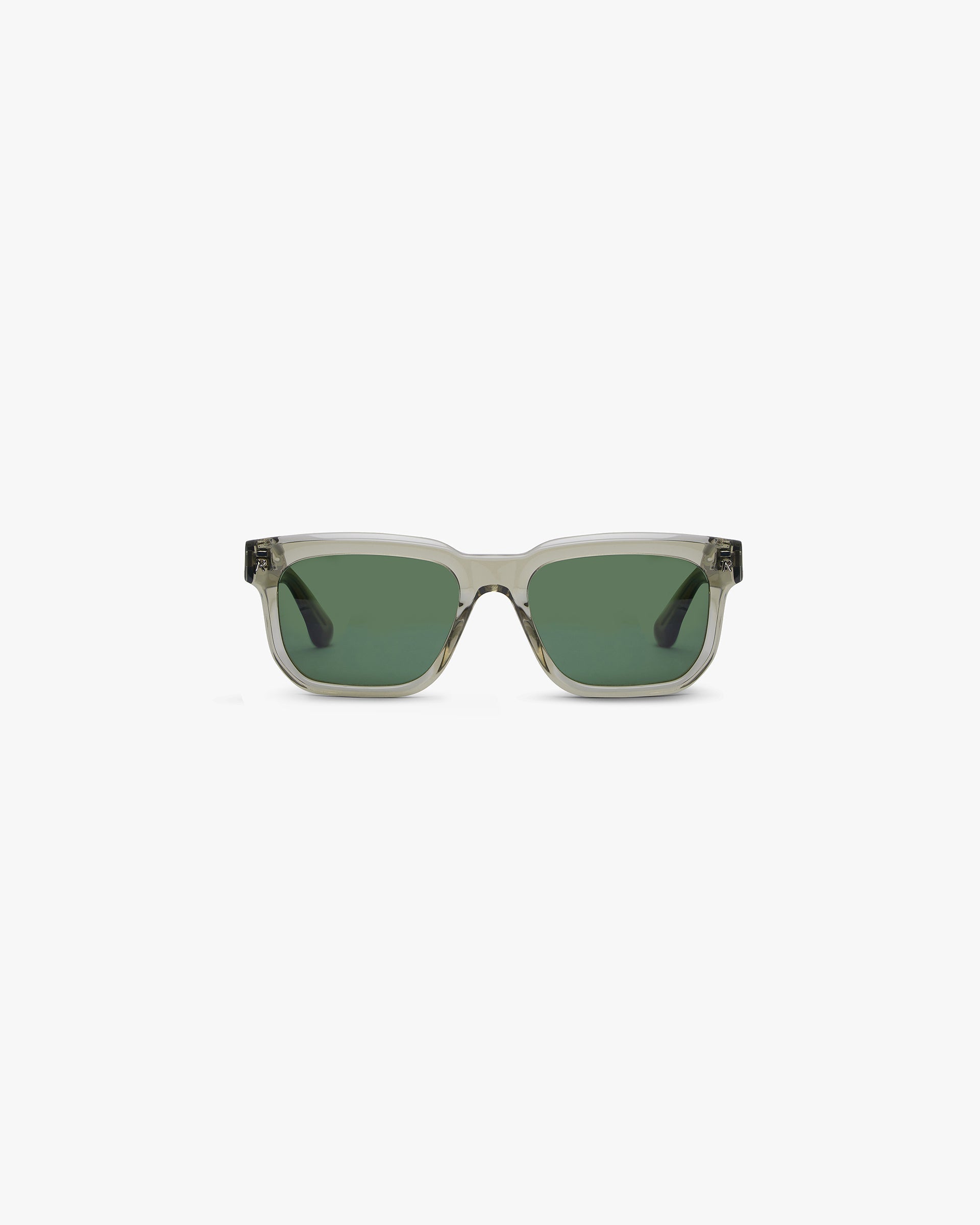 Front product image of khaki transparent sunglasses on a plain white background | Represent Hamptons Sunglasses in Khaki Transparent | Sleek khaki transparent accessories | SS24 Accessories | Represent Clo