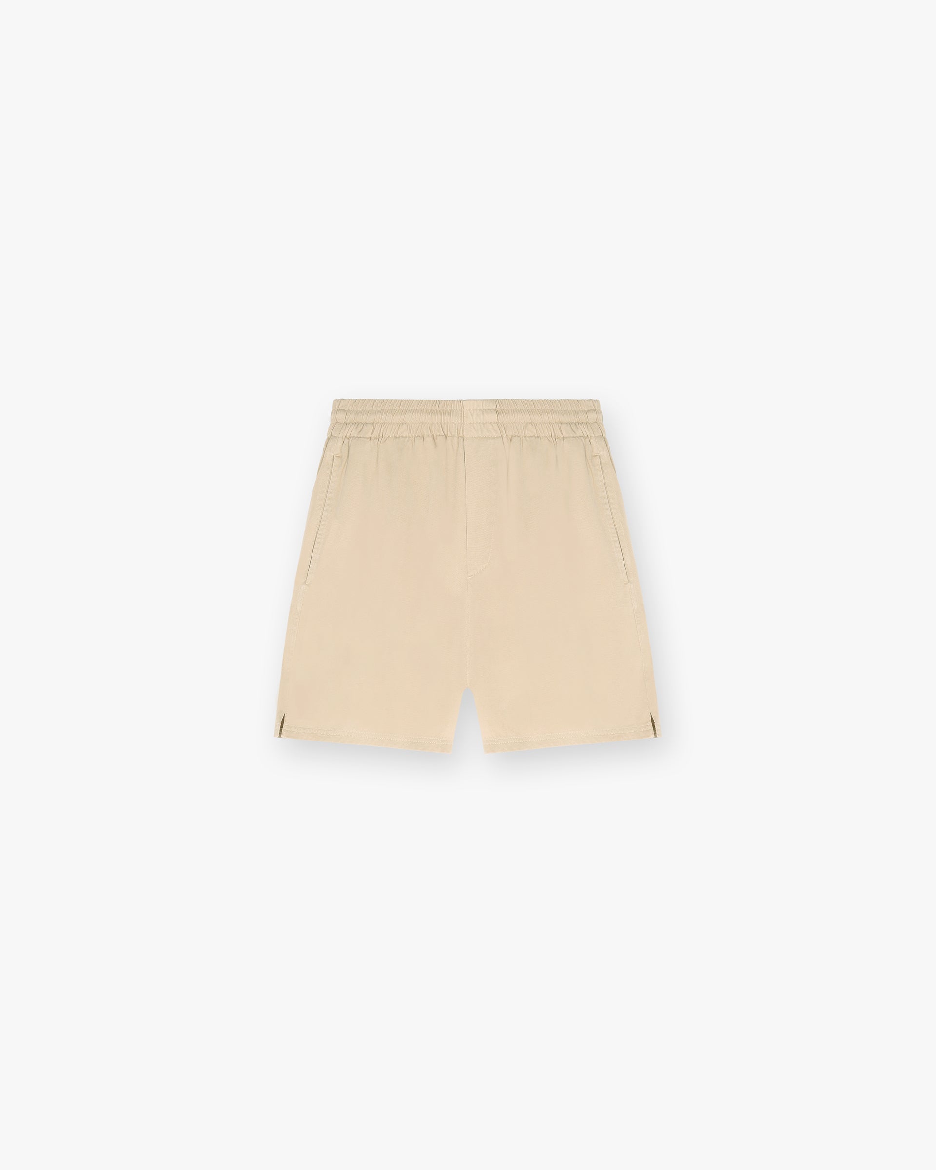 Front product image of mens beige shorts on a plain white background | Resort Shorts in Latte | Relaxed fit shorts with a comfortable design | SC24 Shorts | Represent Clo
