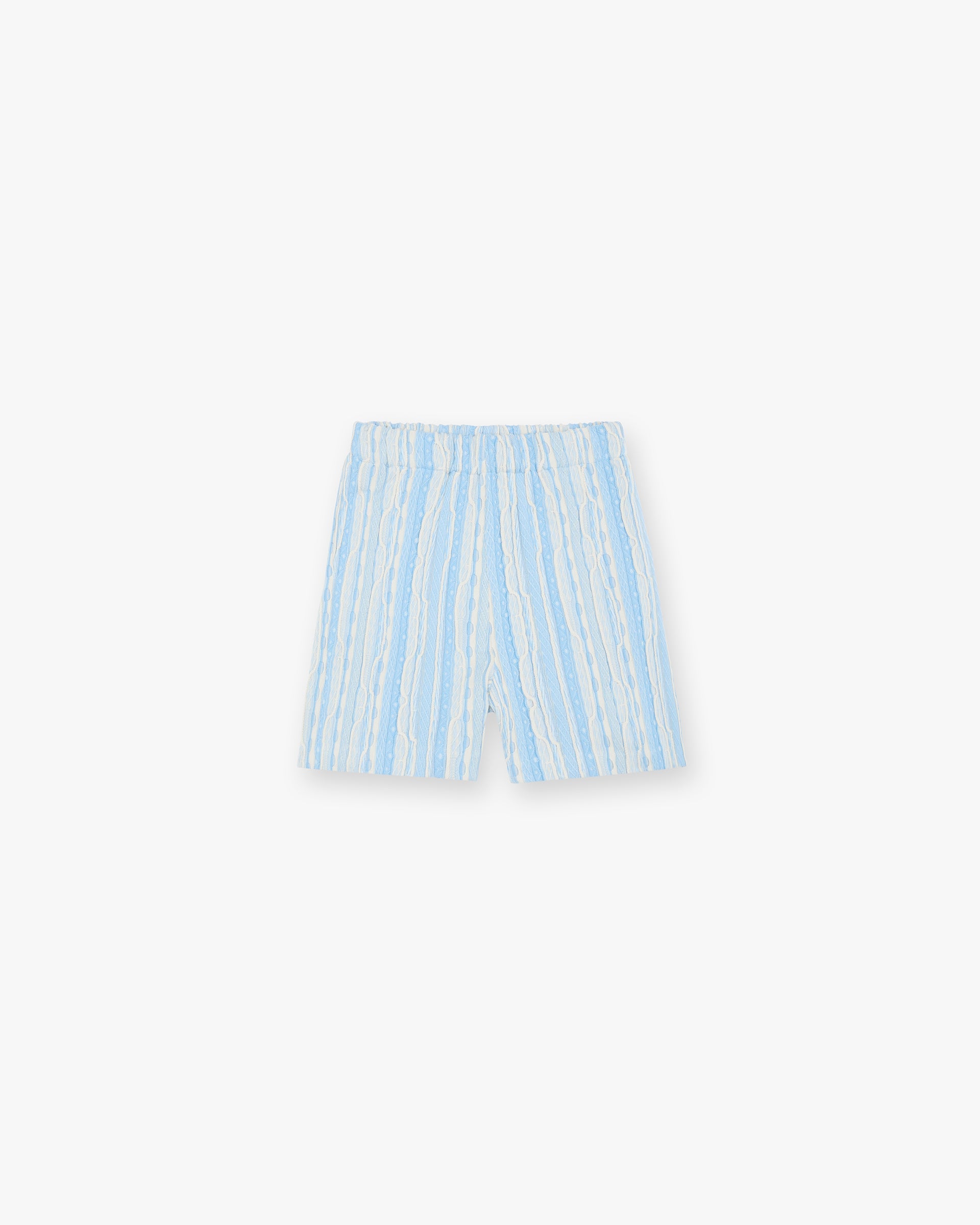 Front product image of mens blue shorts on a plain white background | Mixed Knit Shorts in Royal Blue | Knit shorts with mixed patterns | SC24 Shorts | Represent Clo