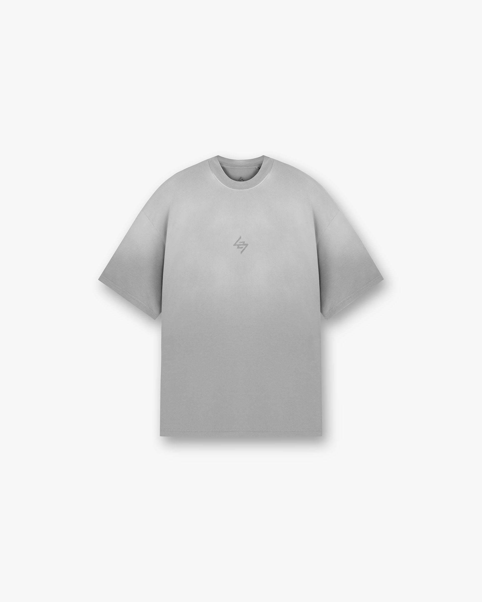Back product image of a mens grey t-shirt on a plain white background | 247 Motion Oversized T-Shirt in Titanium | Oversized t-shirt with relaxed fit | 247 T-Shirts | Represent Clo