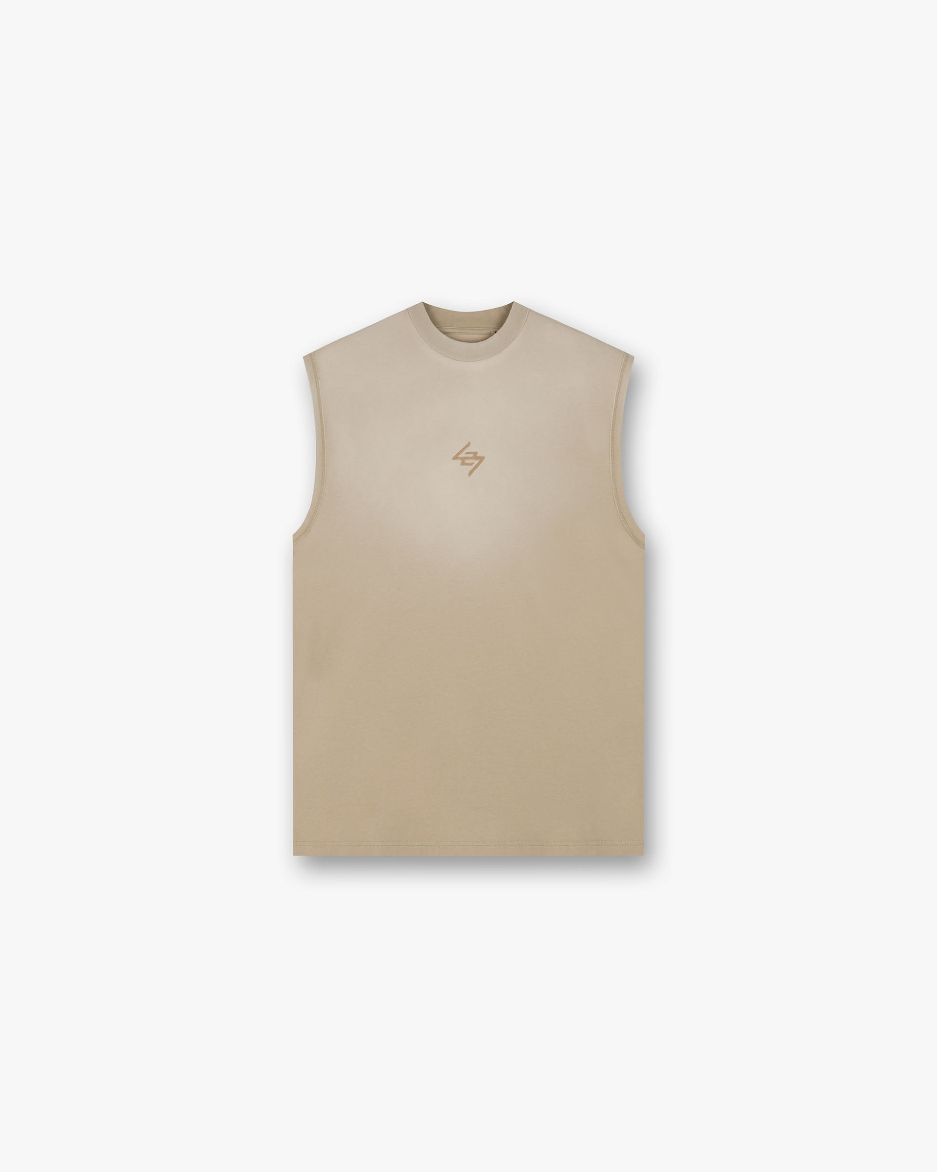Back product image of a mens grey oversized tank on a plain white background | 247 Motion Oversized Tank in Pebble | Oversized tank with fade out wash and graphic print | 247 T-Shirts | Represent Clo