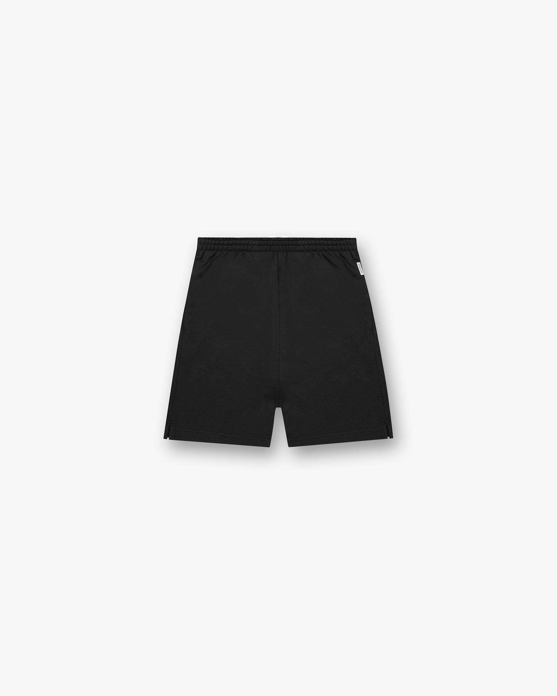 Front product image of mens black shorts on a plain white background | Initial Sweatshorts in Black | Heavy weight cotton shorts with elasticated waistband | Initial Shorts | Represent Clo
