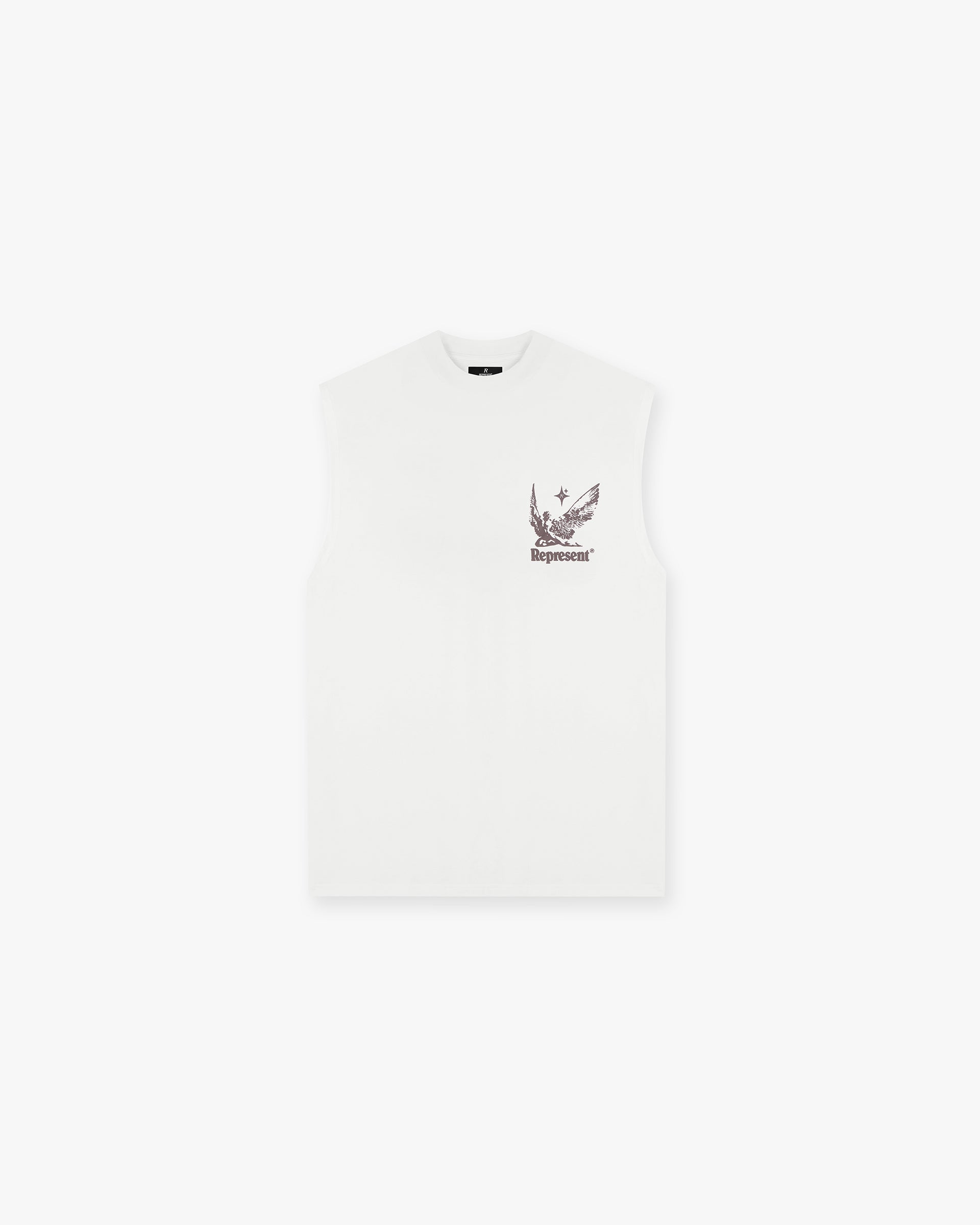 Front product image of a mens white tank top on a plain white background | Spirits Of Summer Tank in Flat White | Tank top | SS24 T-Shirts | Represent Clo