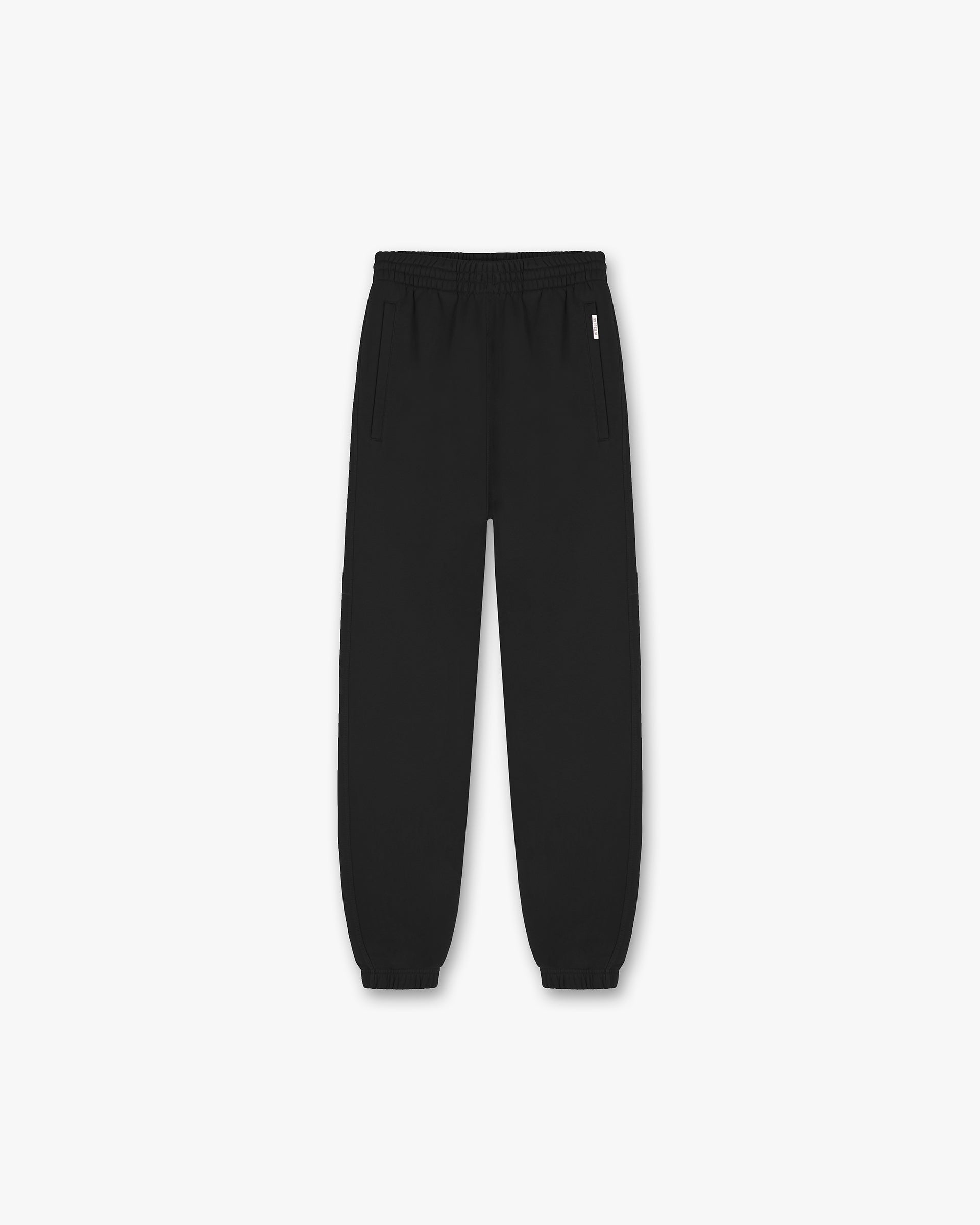 Front product image of mens black sweatpants on a plain white background | Initial Cuffed Sweatpant in Black | Sweatpants with cuffed hem | Initial Pants | Represent Clo