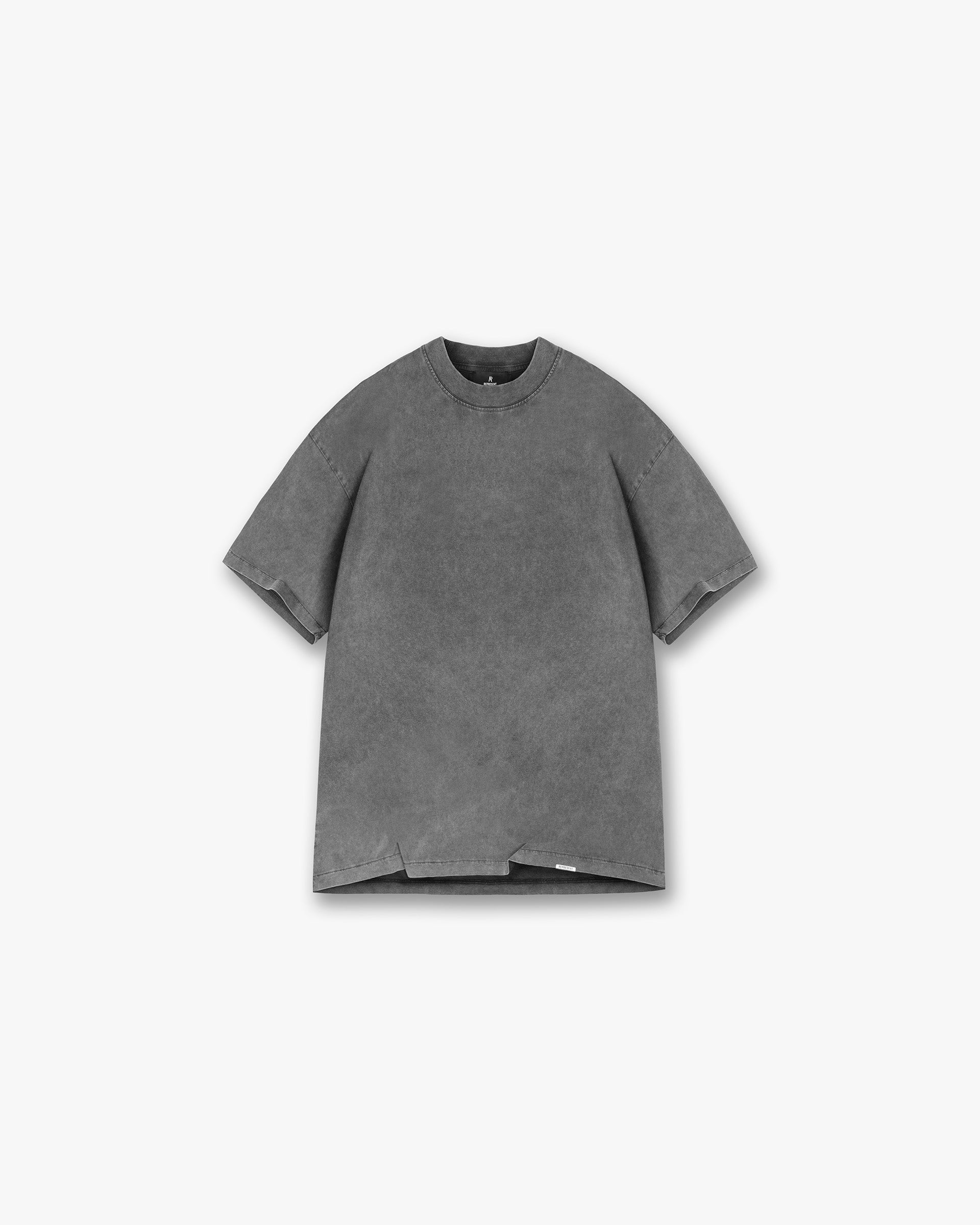 Front product image of a mens grey t-shirt on a plain white background | Initial T-Shirt in Vintage Grey | Crew neck t-shirt with vintage 247 typography | Initial T-Shirts | Represent Clo