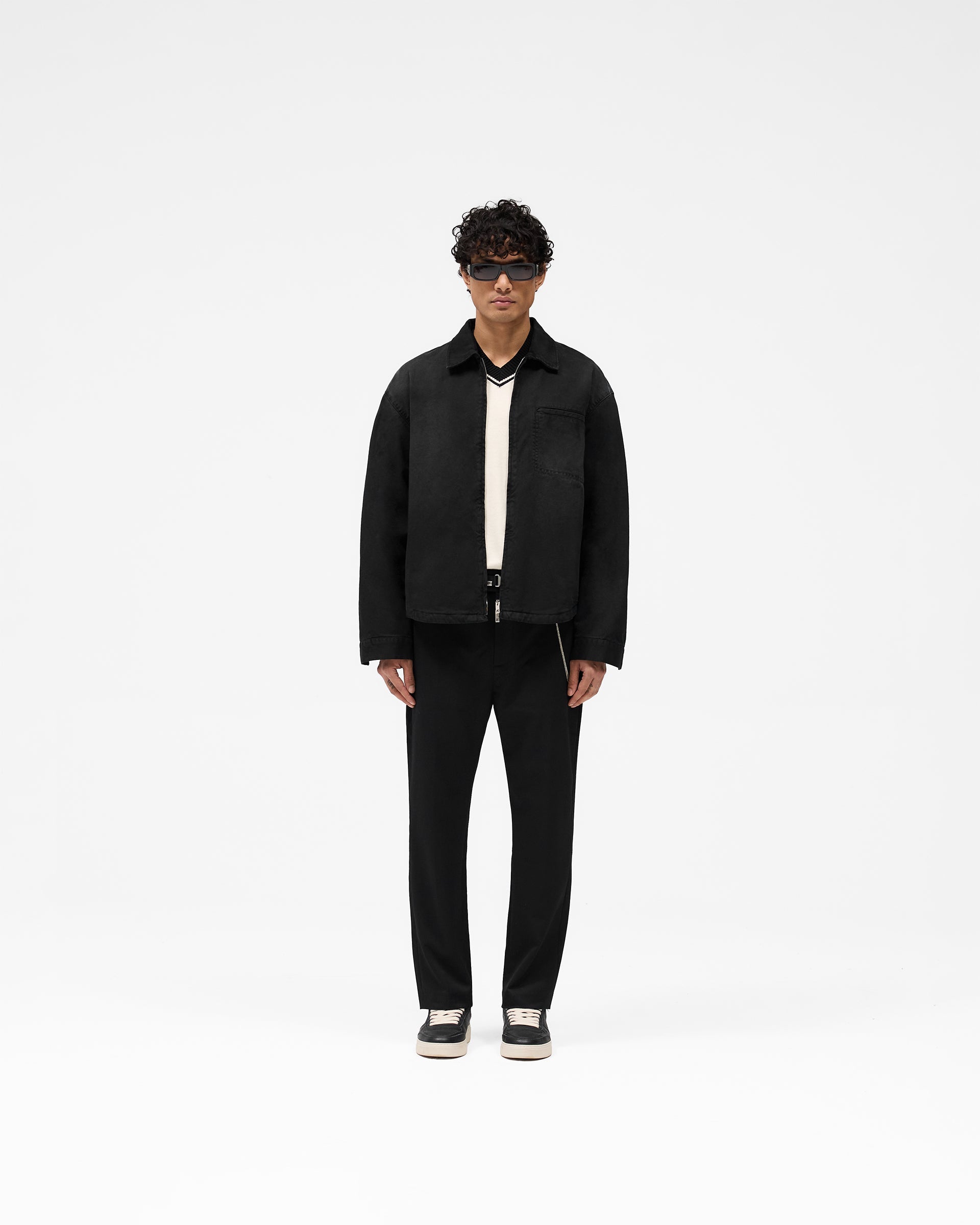 Cotton Zip Through Shirt - Black