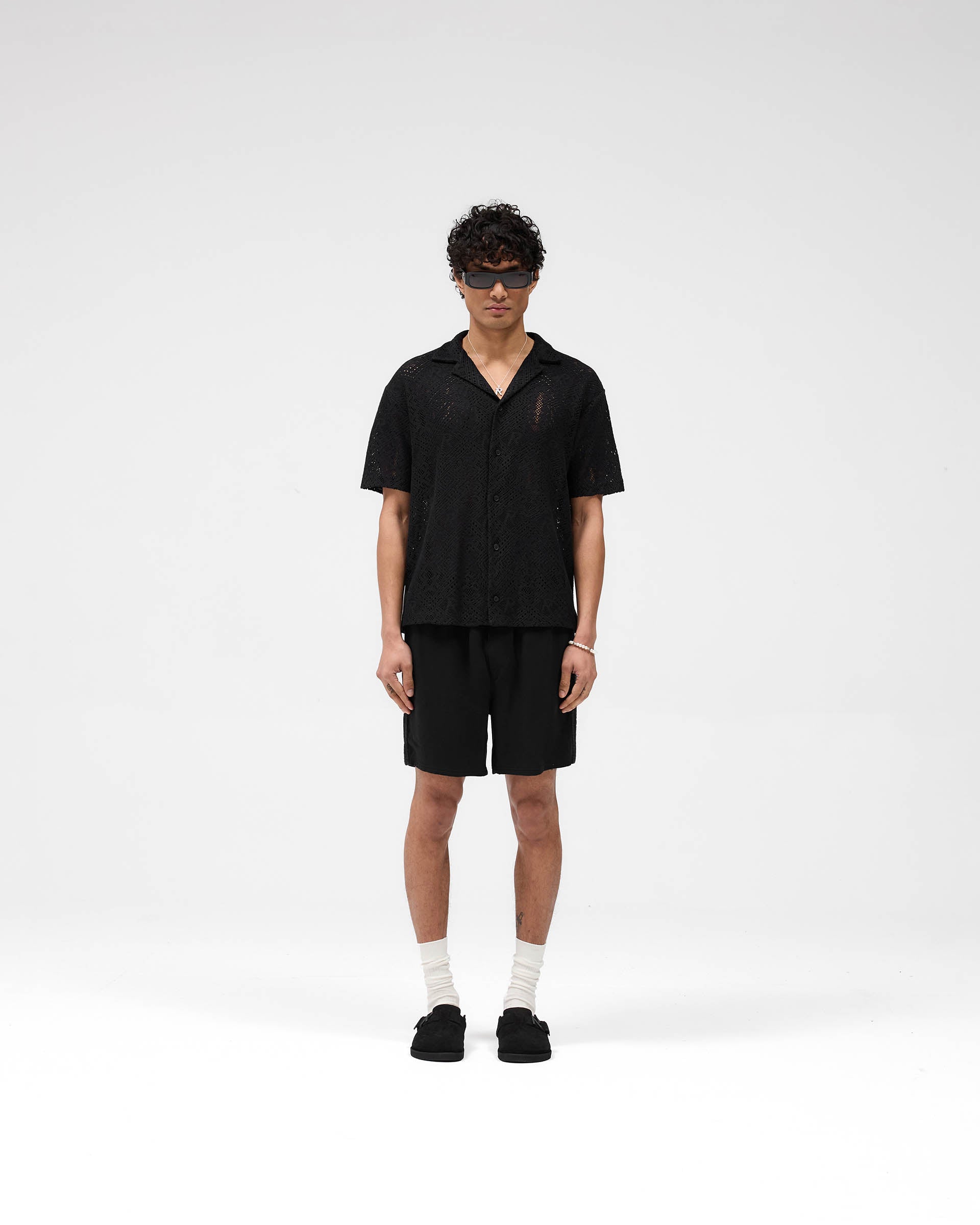 All Over Crochet Shirt - Jet Black