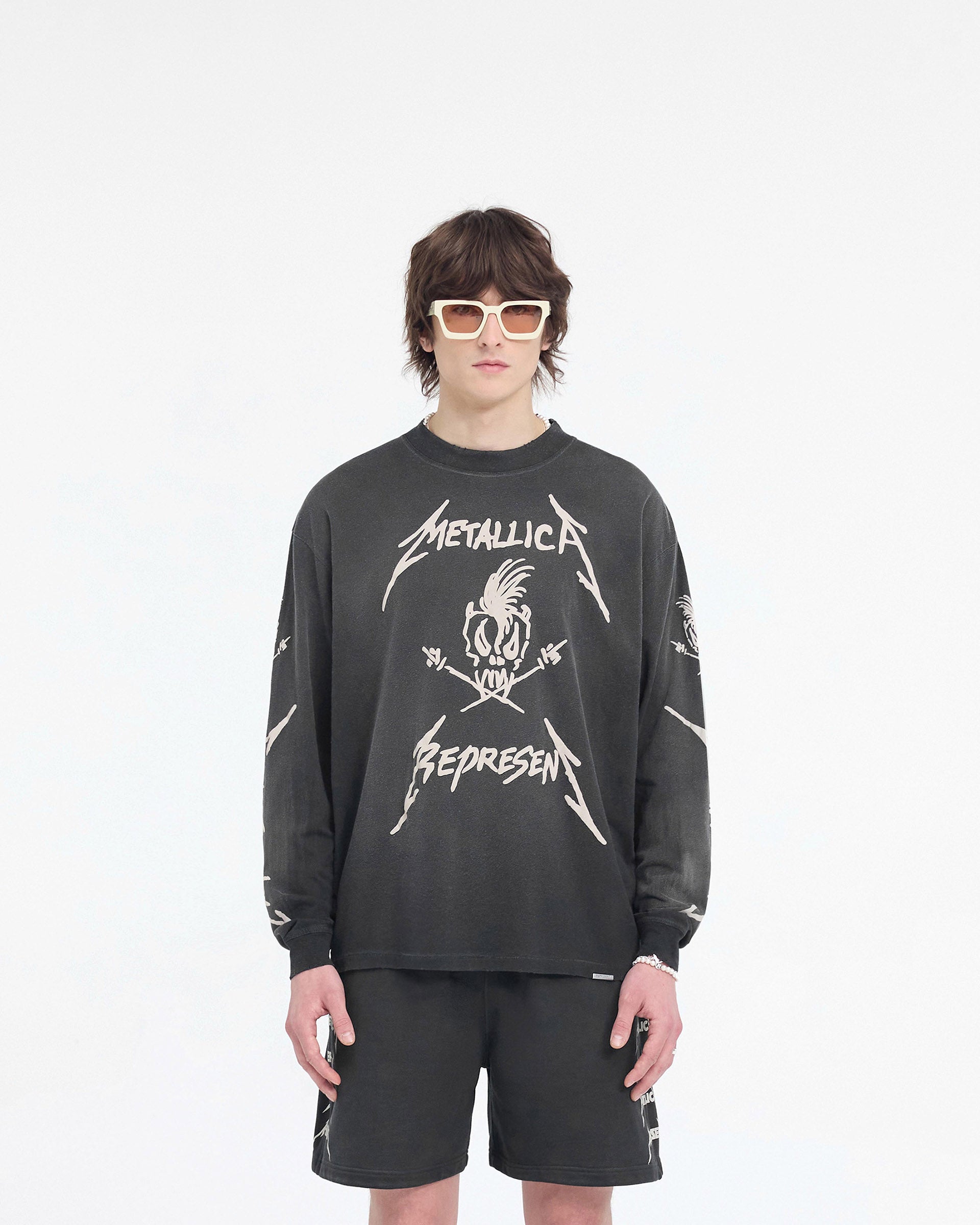 Represent X Metallica™️ Garage Inc Langarm-T-Shirt – Schwarz gebeizt