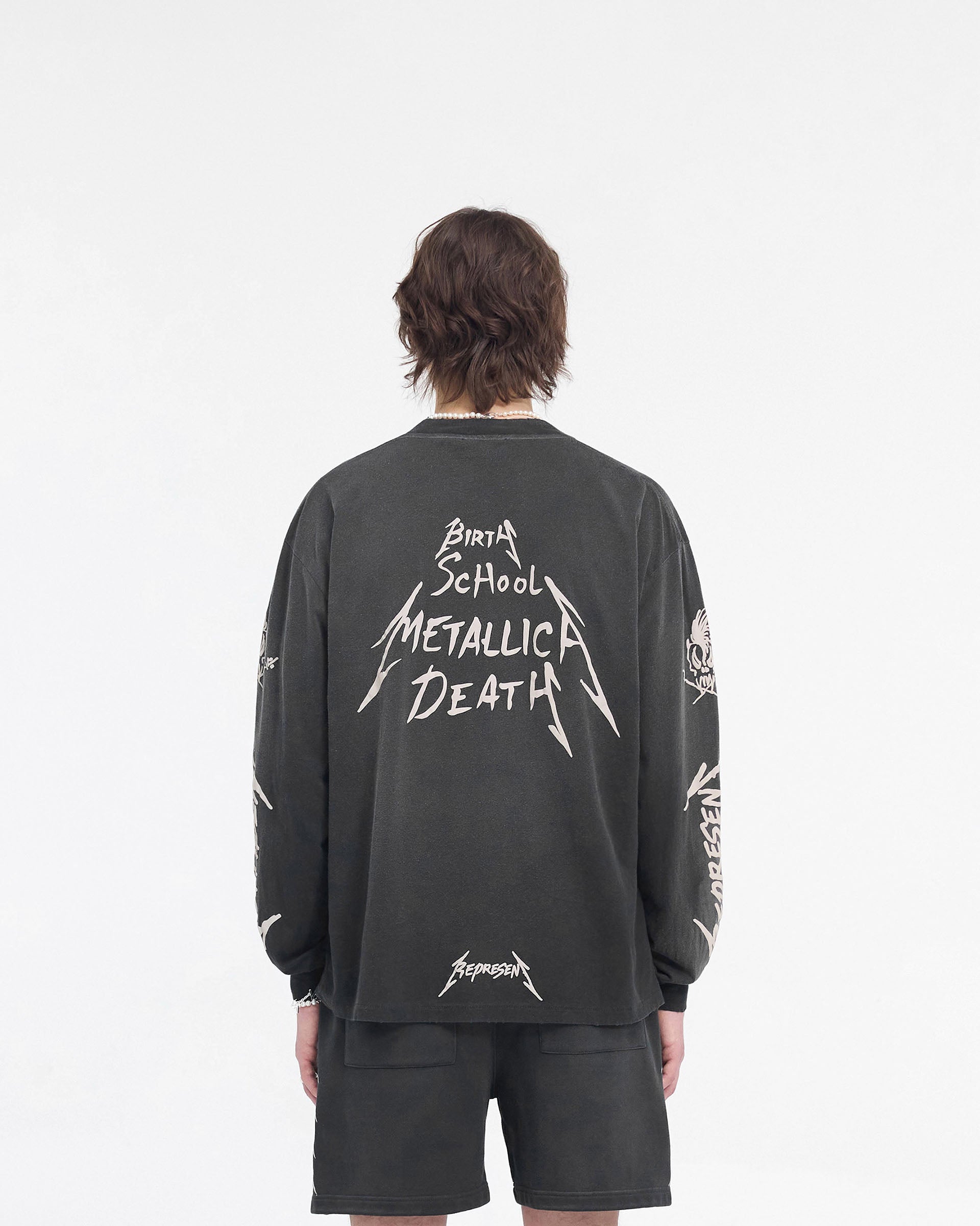 Represent X Metallica™️ Garage Inc Langarm-T-Shirt – Schwarz gebeizt