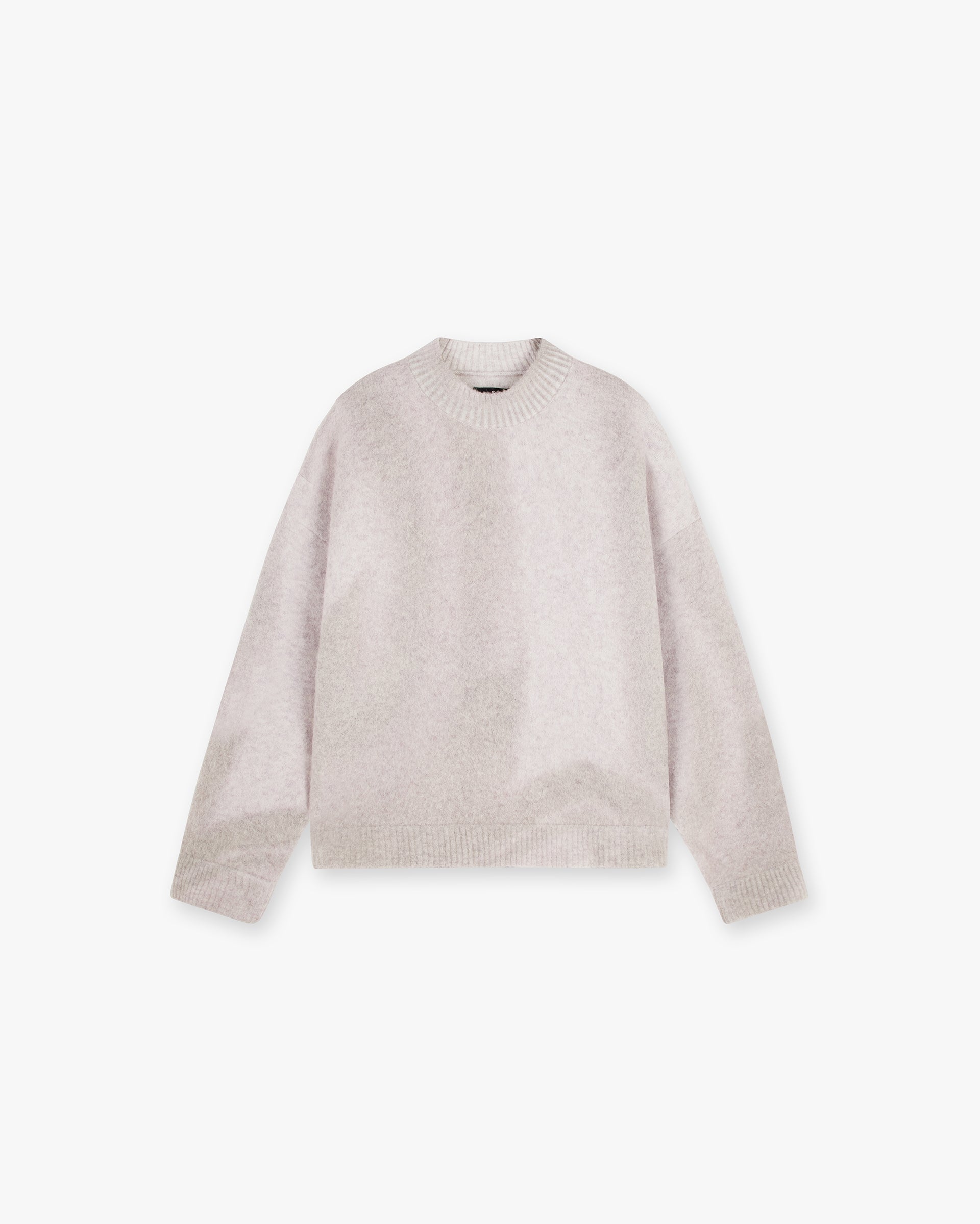 Front product image of a mens taupe sweater on a plain white background | Sprayed Horizons Sweater in Washed Taupe | Oversized fit medium weight sweater | SS24 Knitwear | Represent Clo
