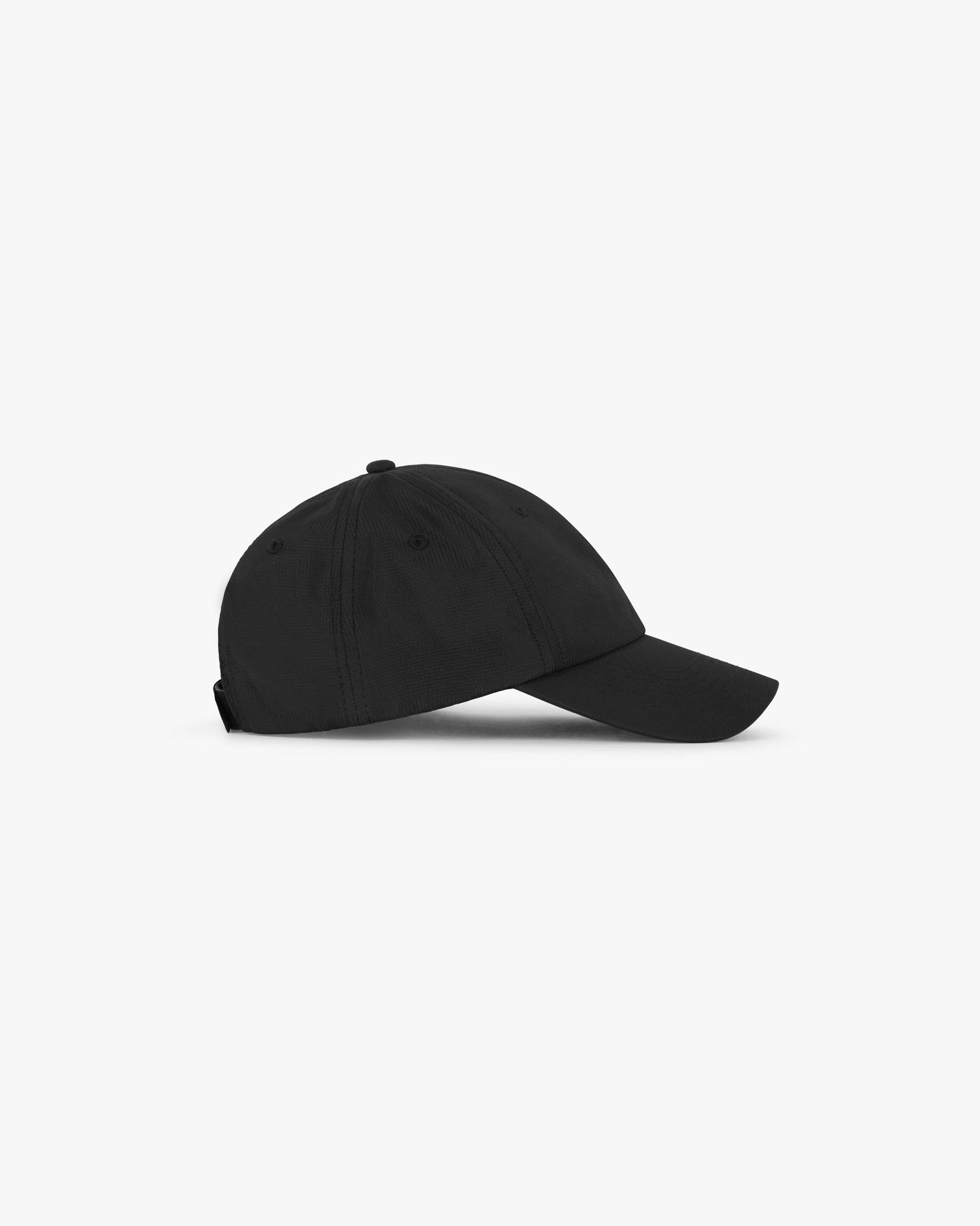 Front product image of a mens black cap on a plain white background | 247 Cap in Black | Classic black cap design | 247 Accessories | Represent Clo