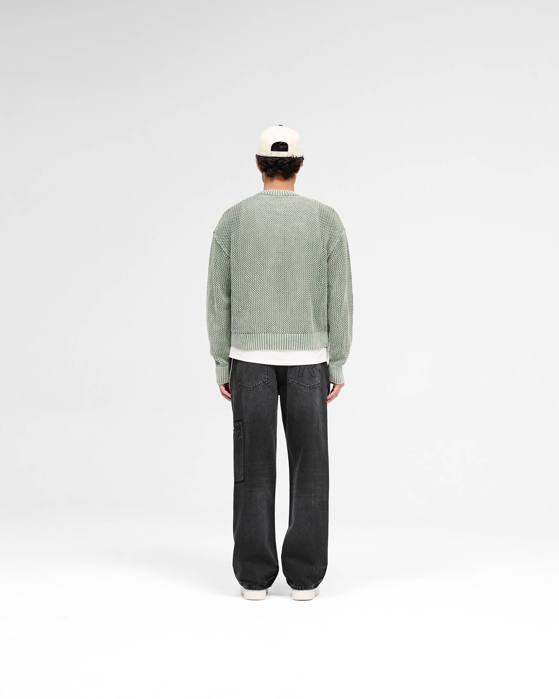Open Gauge Knit Sweater - Forest Green