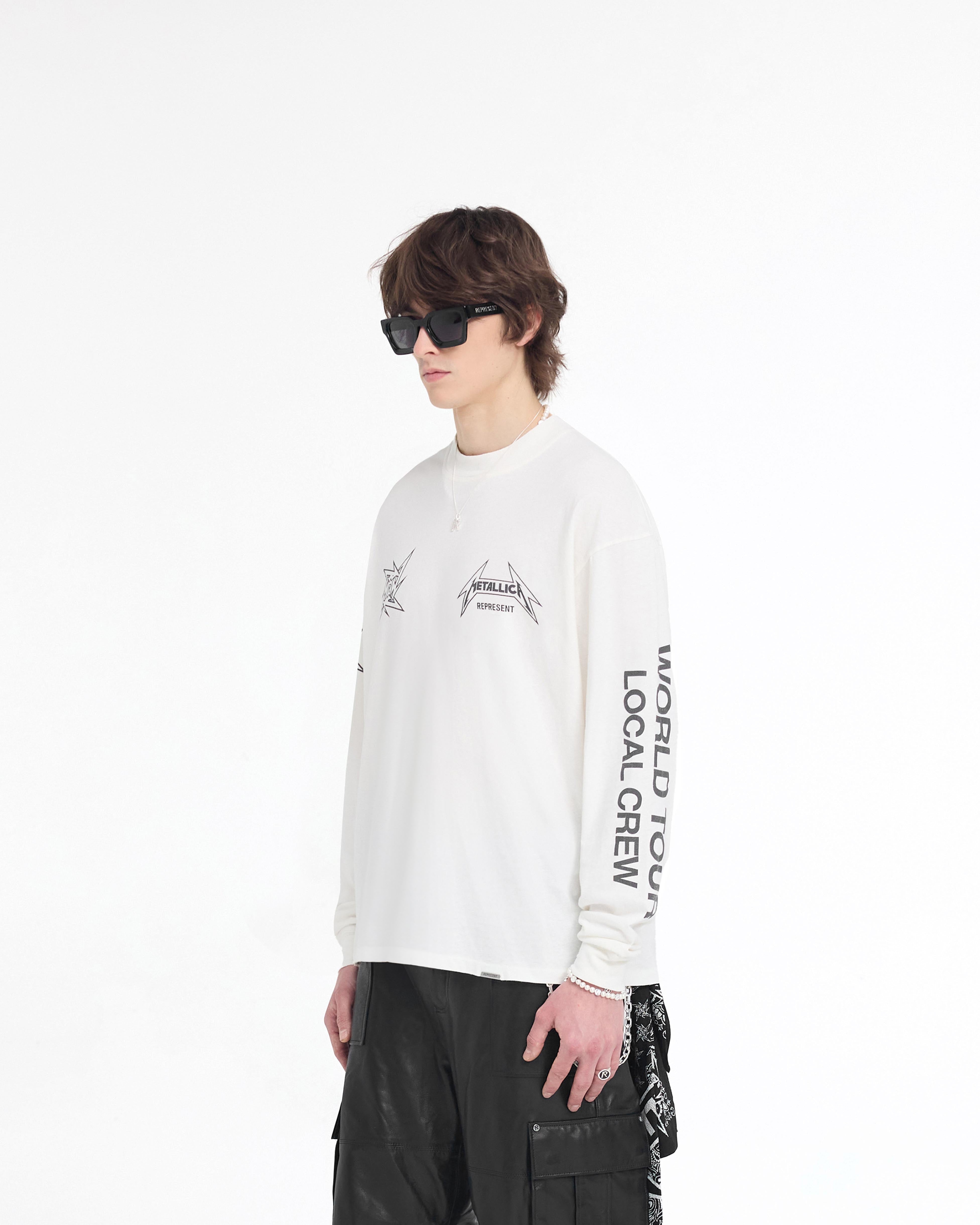 Represent X Metallica™️ Local Crew Langarm-T-Shirt - Mattweiß