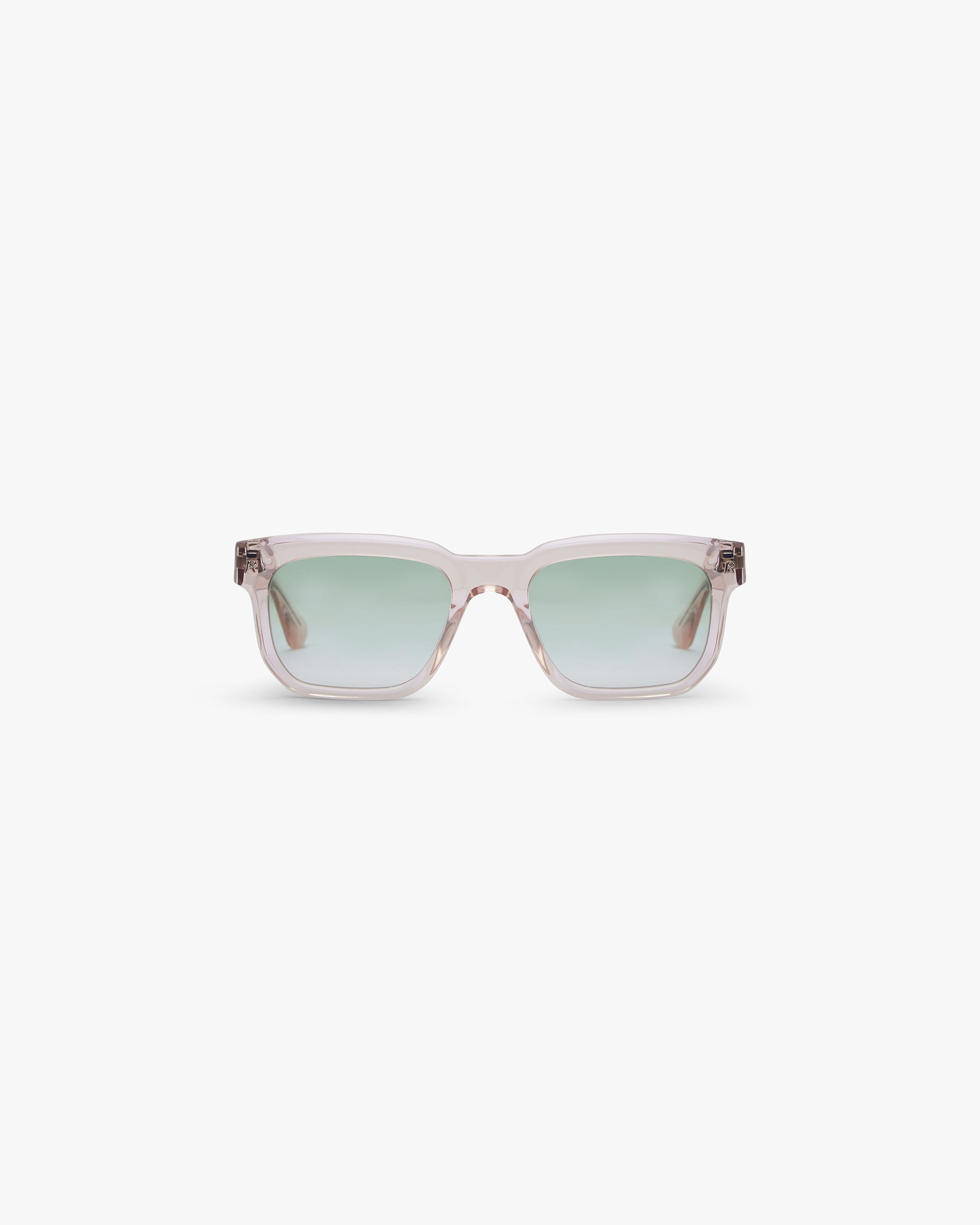 Front product image of mens pink sunglasses on a plain white background | Represent Hamptons Sunglasses in Pink Transparent | Stylish transparent frame sunglasses | SS24 Accessories | Represent Clo