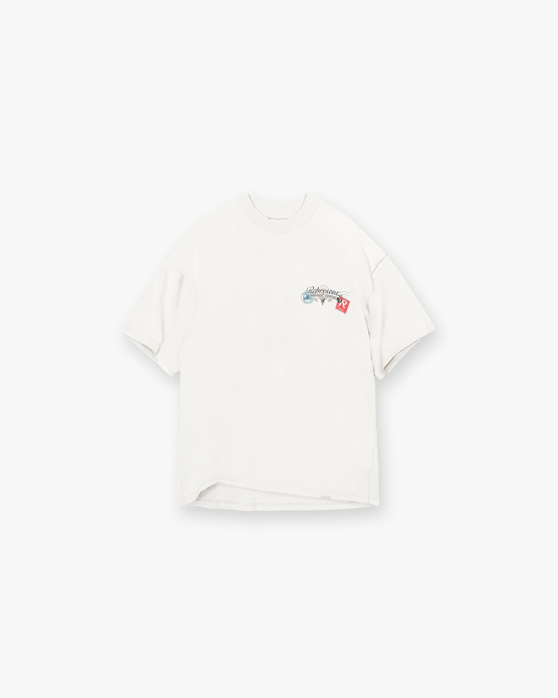 Front product image of a mens white t-shirt on a plain white background | Girls Of Summer T-Shirt in Flat White | Boxy oversized t-shirt | SC24 T-Shirts | Represent Clo