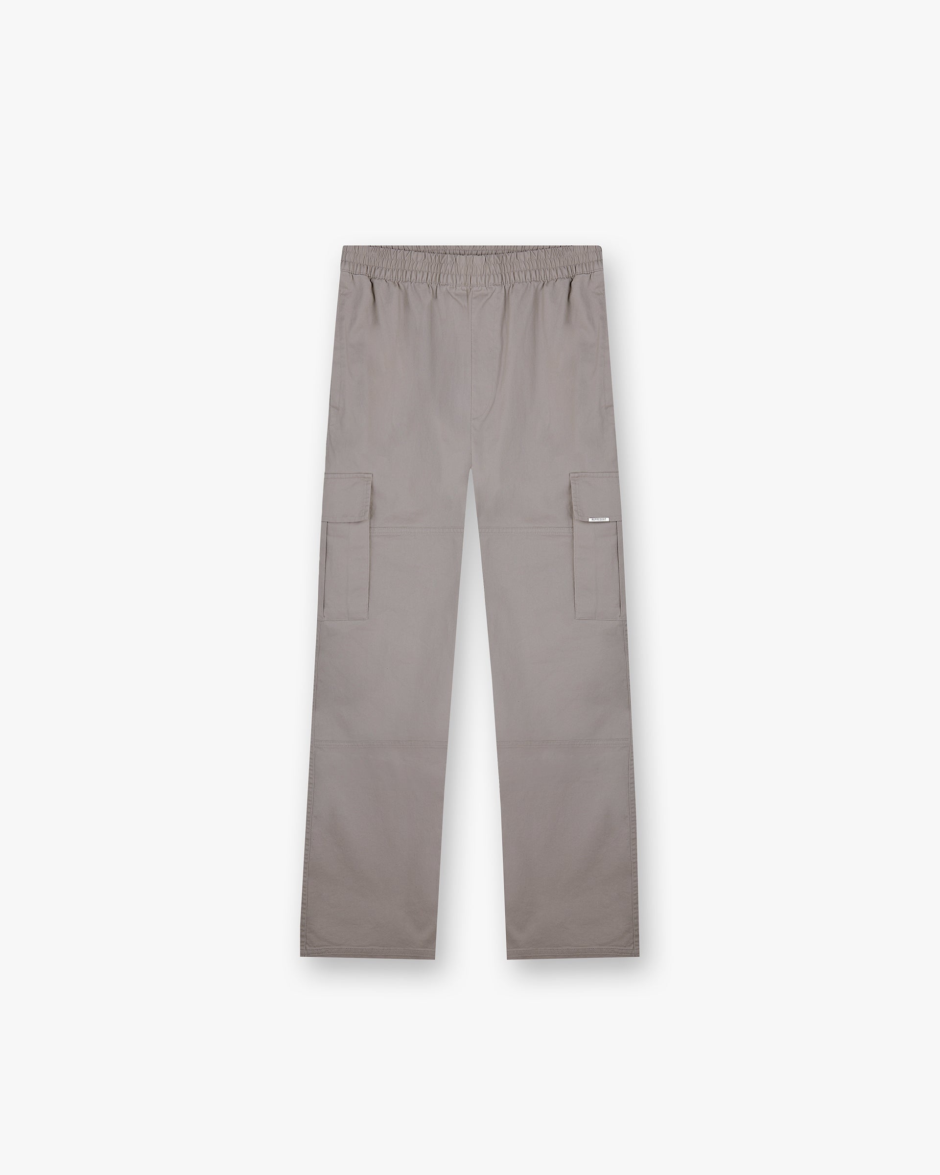Front product image of mens brown pants on a plain white background | Cargo Pant in Dark Taupe | Sweatpants with elasticated waistband and zip cuffs | FW24 Pants | Represent Clo