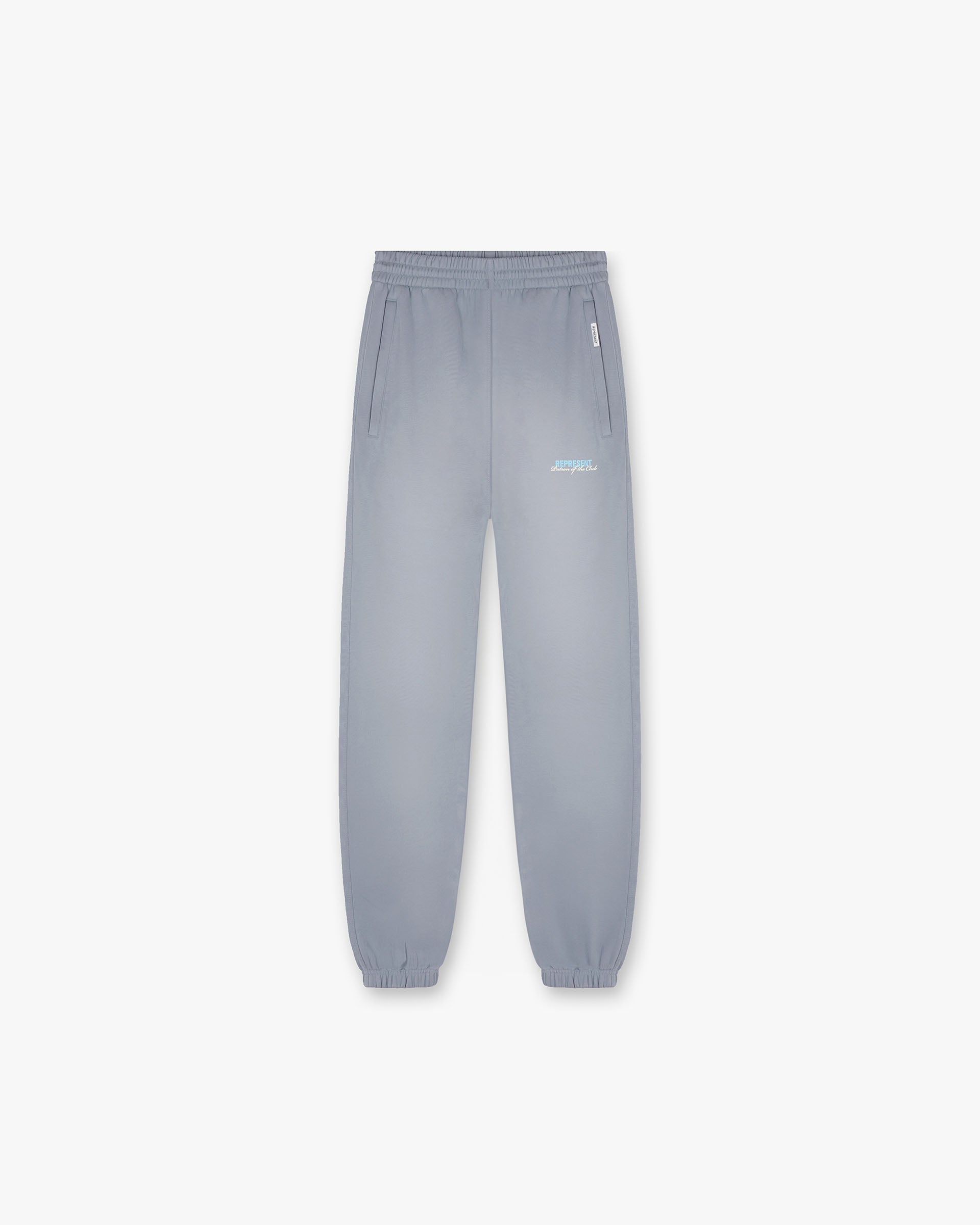 Front product image of mens grey sweatpants on a plain white background | Patron Of The Club Sweatpant in Washed Grey | Sweatpants with luxurious fit | Patrons Pants | Represent Clo