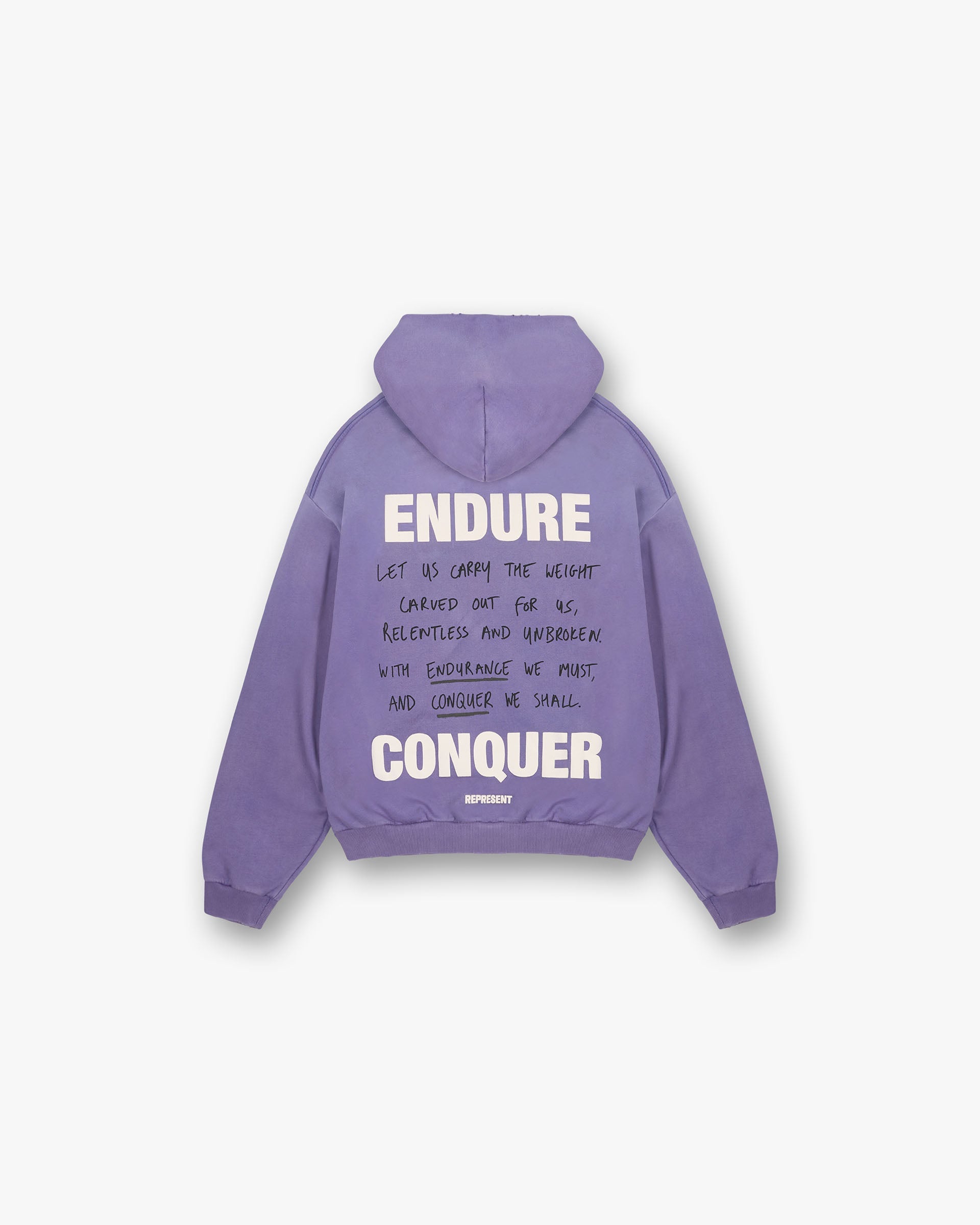 Back product image of a mens purple hoodie on a plain white background | Atlas Hoodie in Purple | Oversized boxy fit with puff and screen print graphics | FW24 Hoodies | Represent Clo